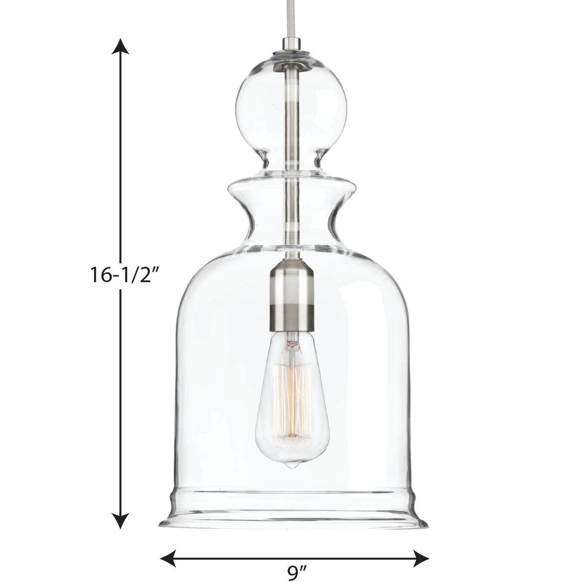 Progress Lighting, Staunton Collection, 1-Light Wall Sconce, Brushed Nickel, Clear Glass Shade