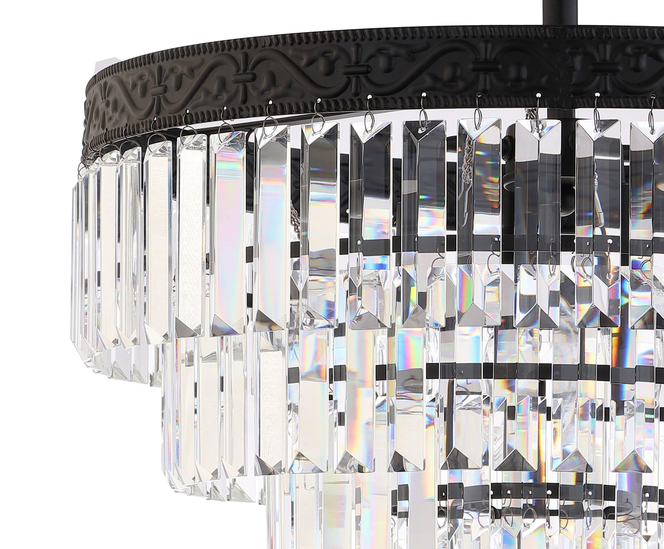 JONATHAN Y JYL9007B Wyatt 20" 4-Light Crystal LED Chandelier, Contemporary, Classic, Traditional for living room, dinning room, bedroom, office Bulb Included, Bronze/ Clear
