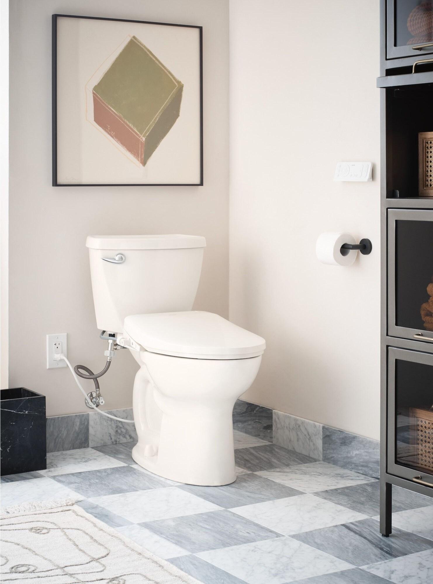 3-Series Electronic Bidet Seat with Remote Control in Biscuit