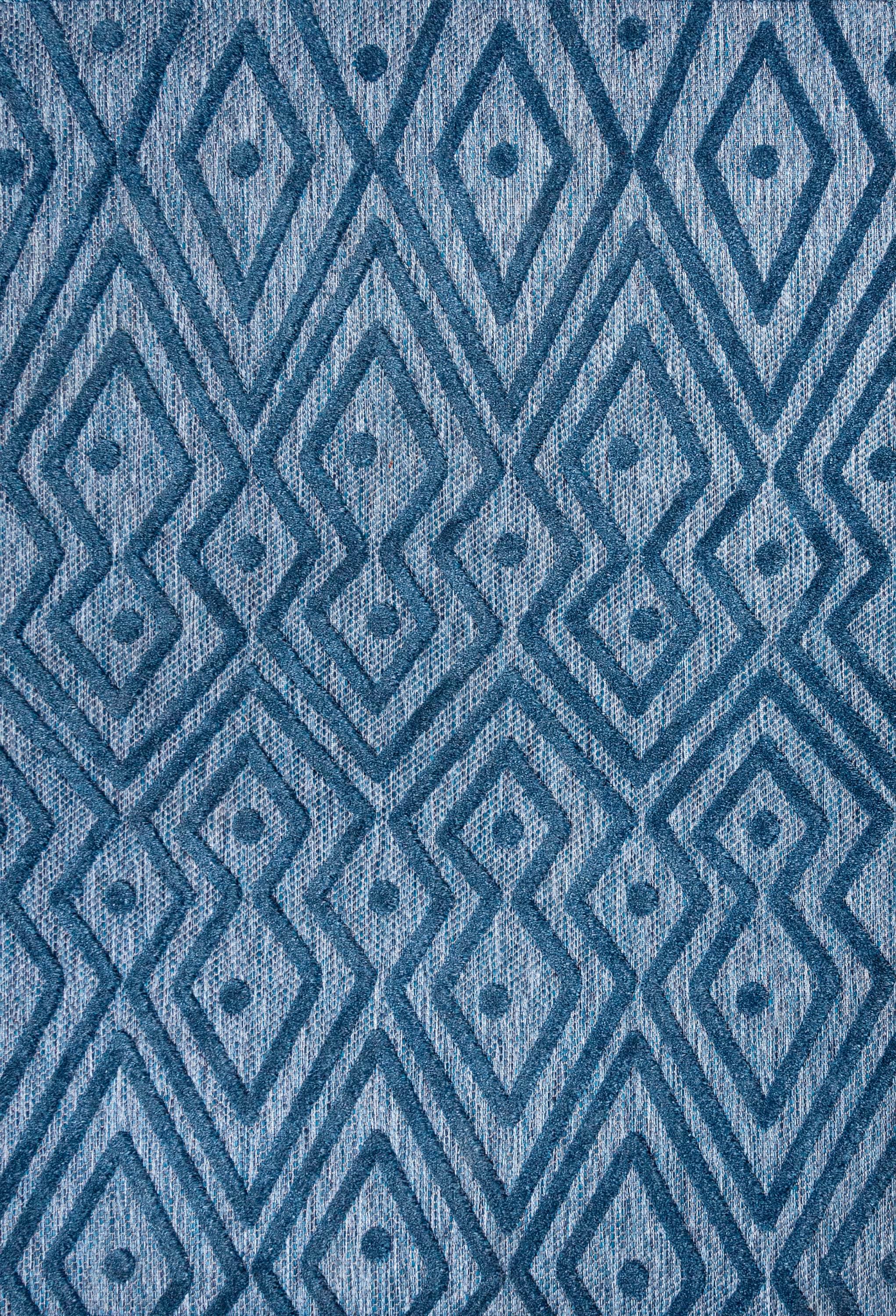 5'x8' Balansat Moroccan Diamond Indoor/Outdoor Area Rug, Navy - JONATHAN Y