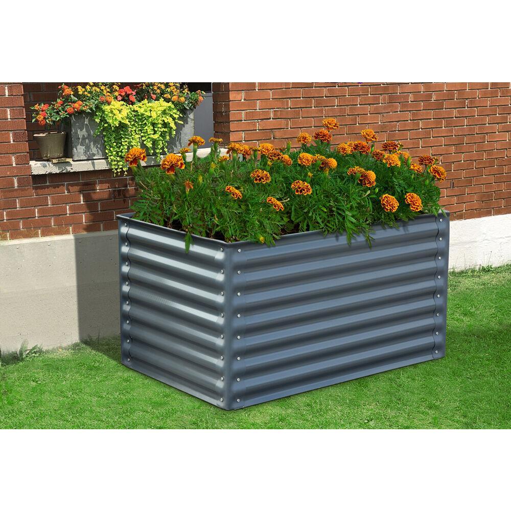 Hanover 24"x 59"x 24" Gray Steel Raised Garden Kit