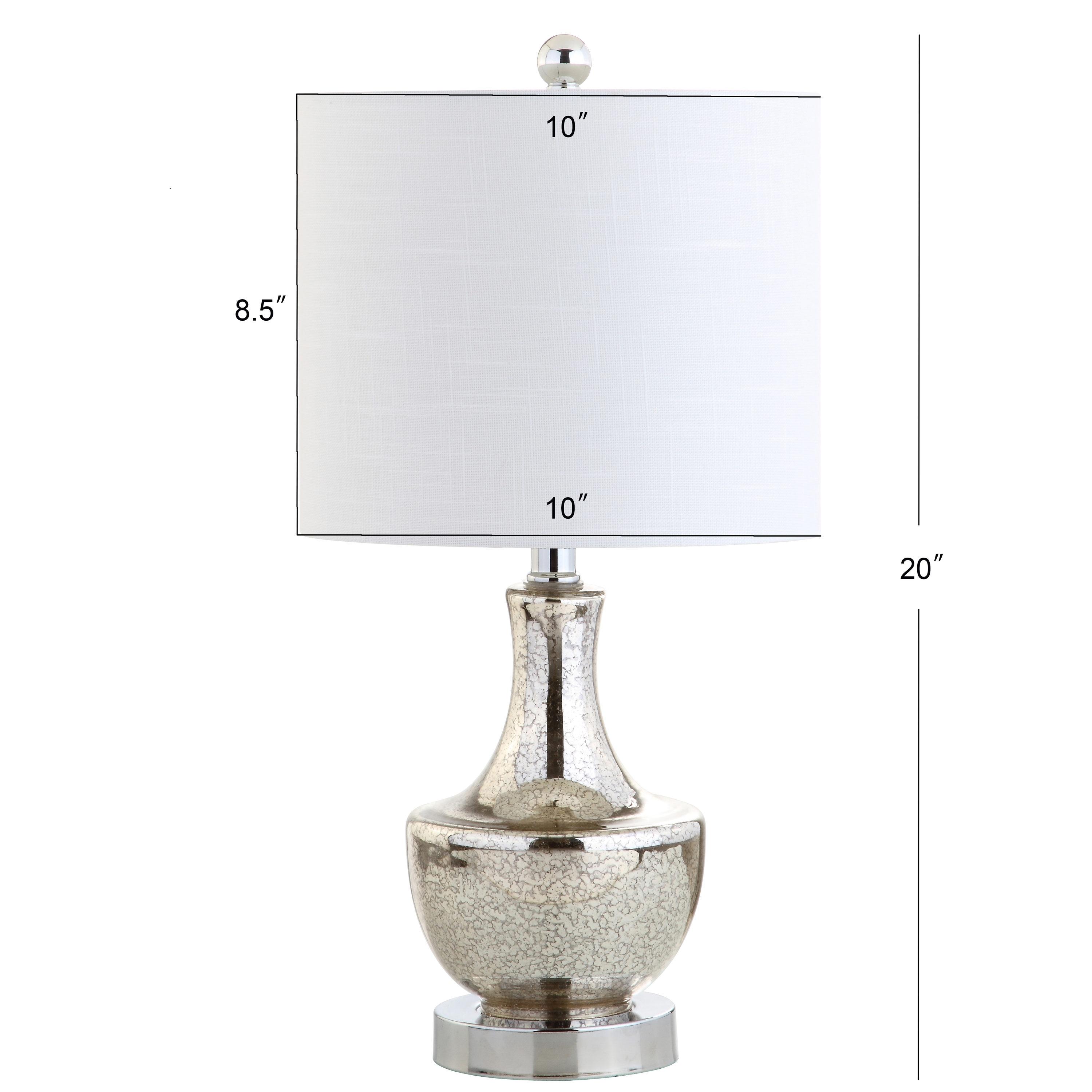 Silver Glass Teardrop Table Lamp with Linen Shade