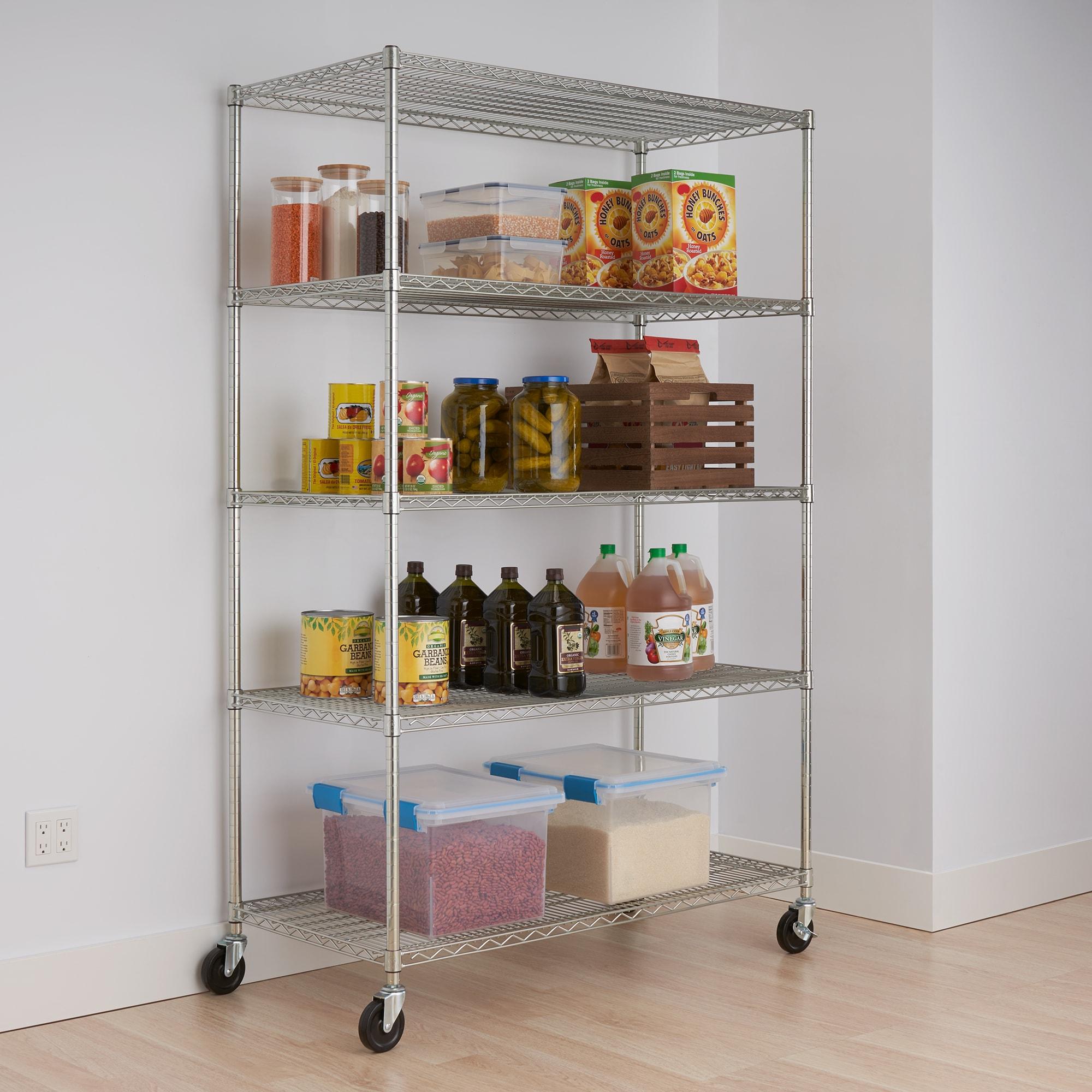 Trinity TRINITY EcoStorage 5-Tier NSF Steel Wire Shelving Unit w/ Wheels (48 in. W x 24 in. D)