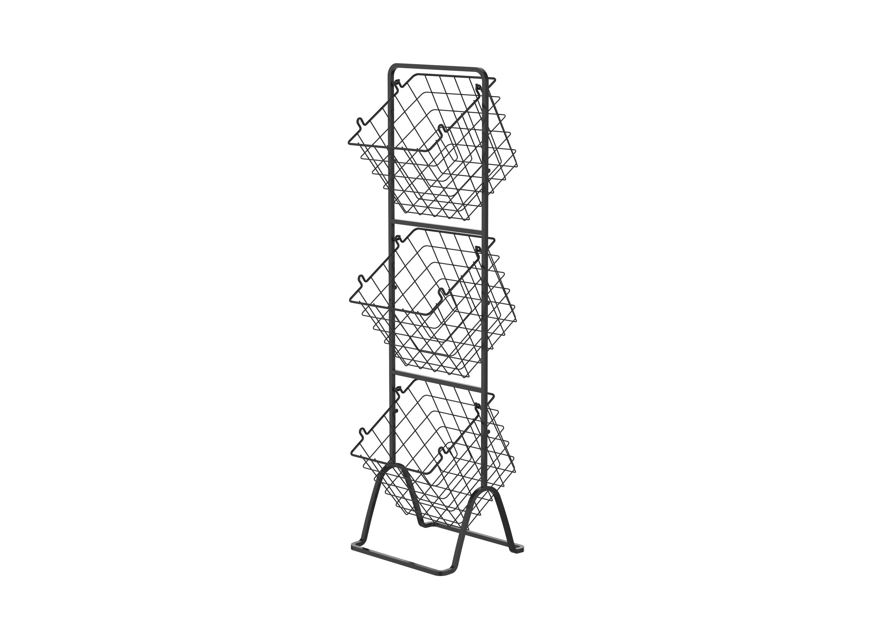 Oceanstar 3-Tier Metal Wire Storage Basket Stand with Removable Baskets – Black