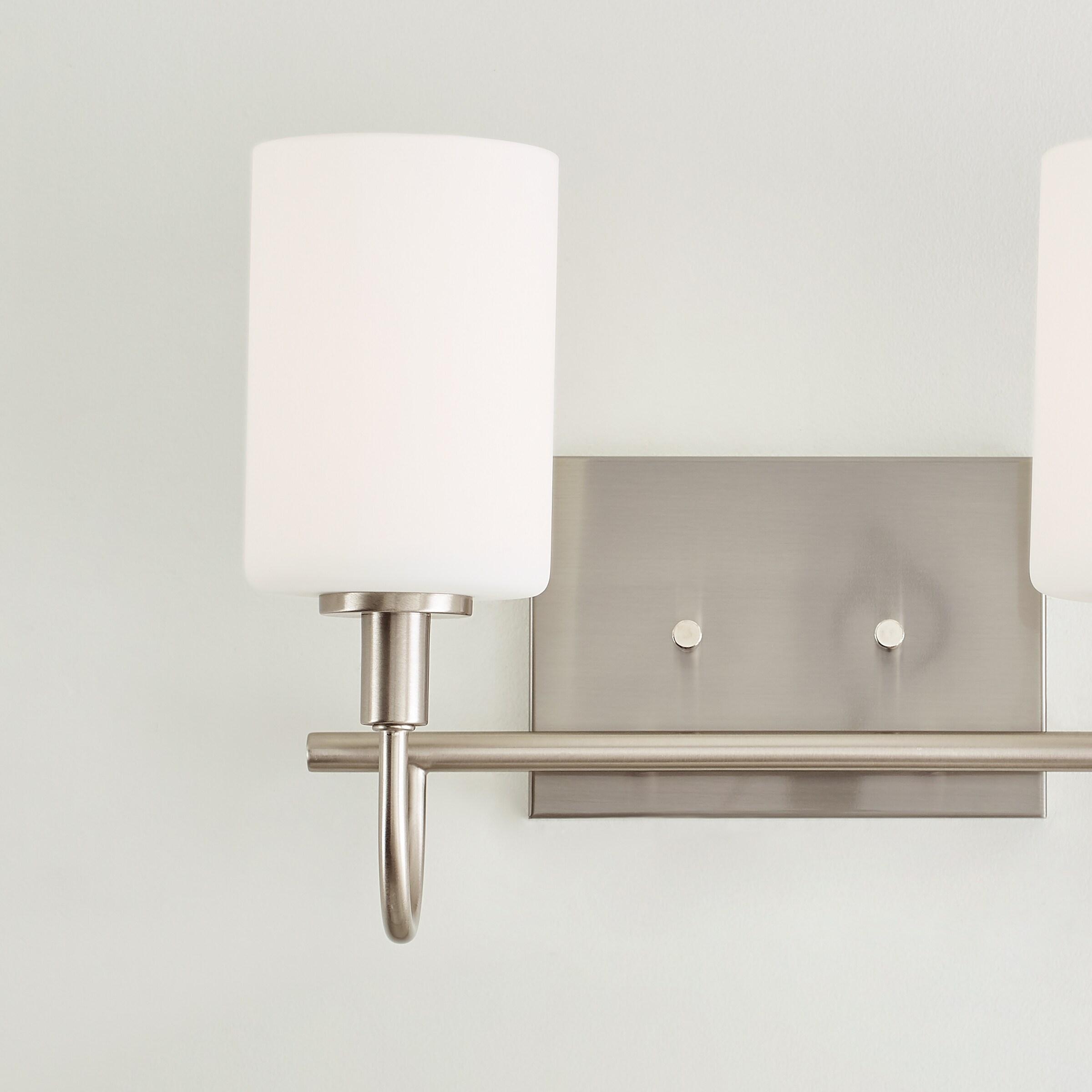 Oak Moore 13.875" Brushed Nickel 2-Light Bath Vanity with Etched Glass