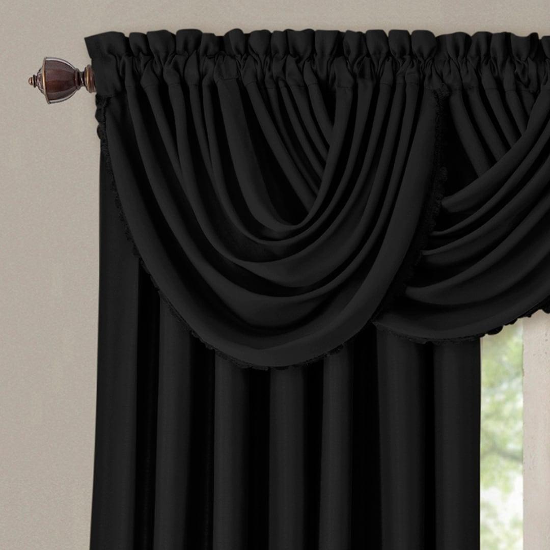 All Seasons Single Waterfall Window Valance - 52" x 36" - Black - Elrene Home Fashions