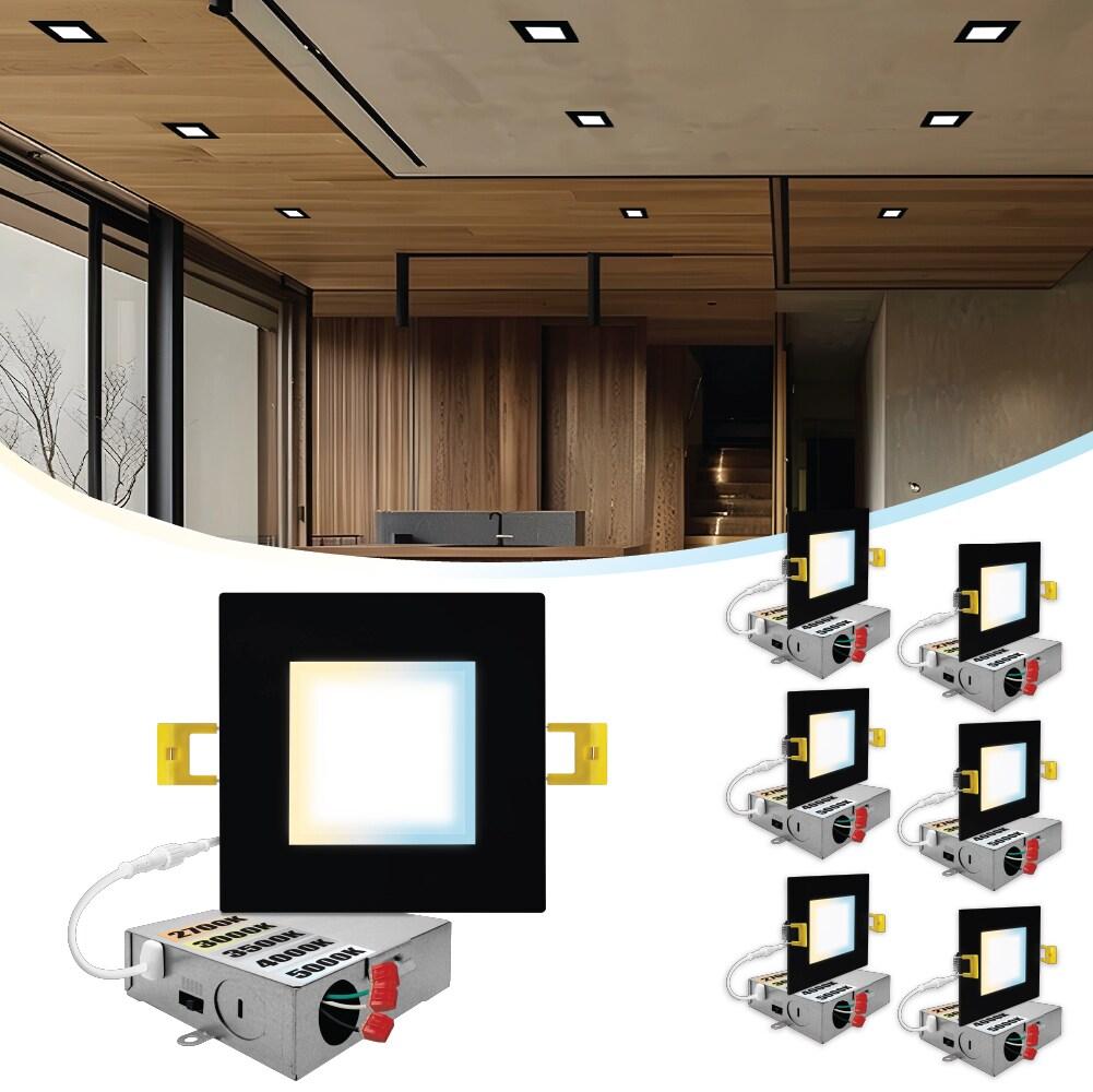 Panel Downlight 6'' Selectable Color Temperature Dimmable Air-Tight IC Rated LED Canless Recessed Lighting Kit