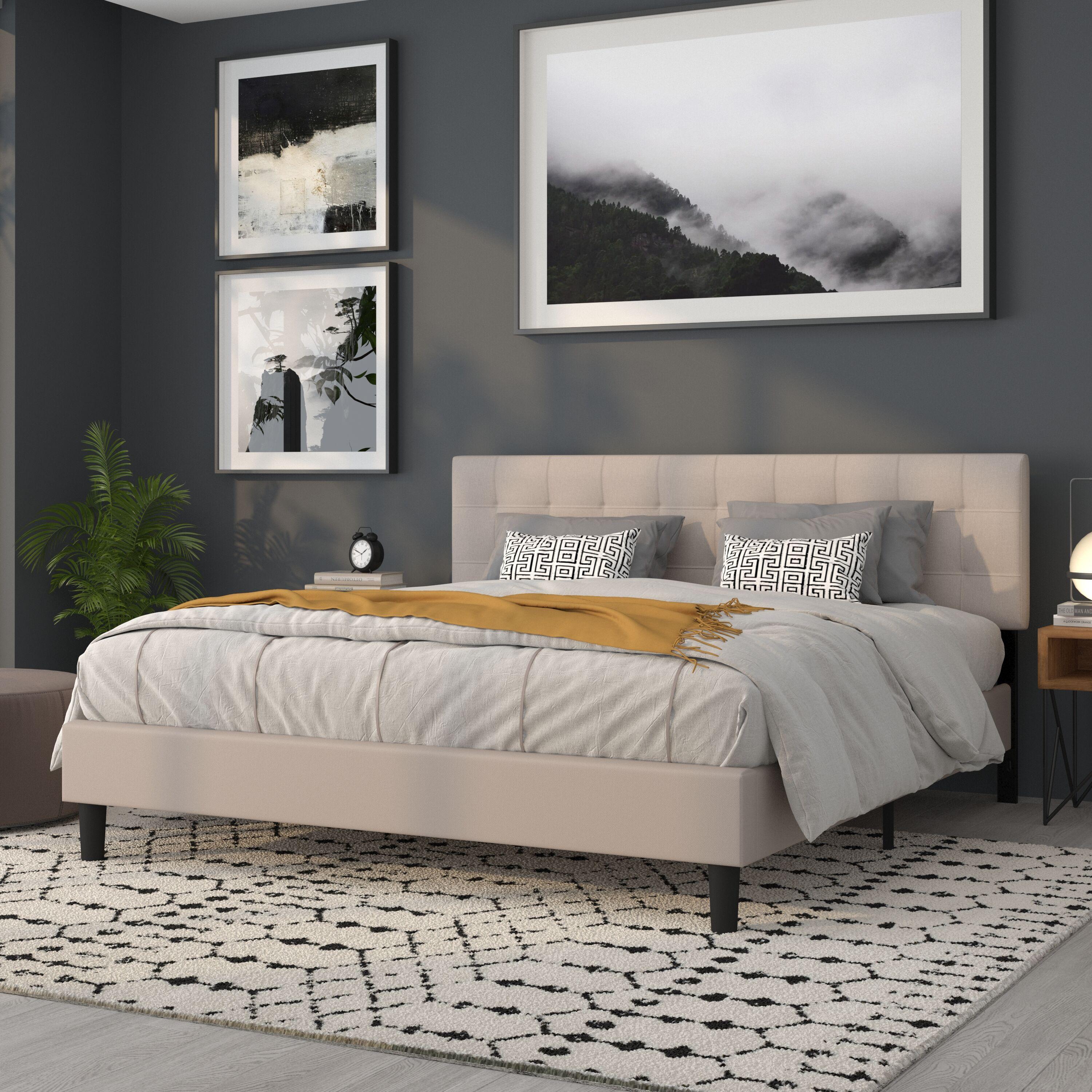 Flash Furniture Bedford Tufted Upholstered King Size Headboard in Beige Fabric