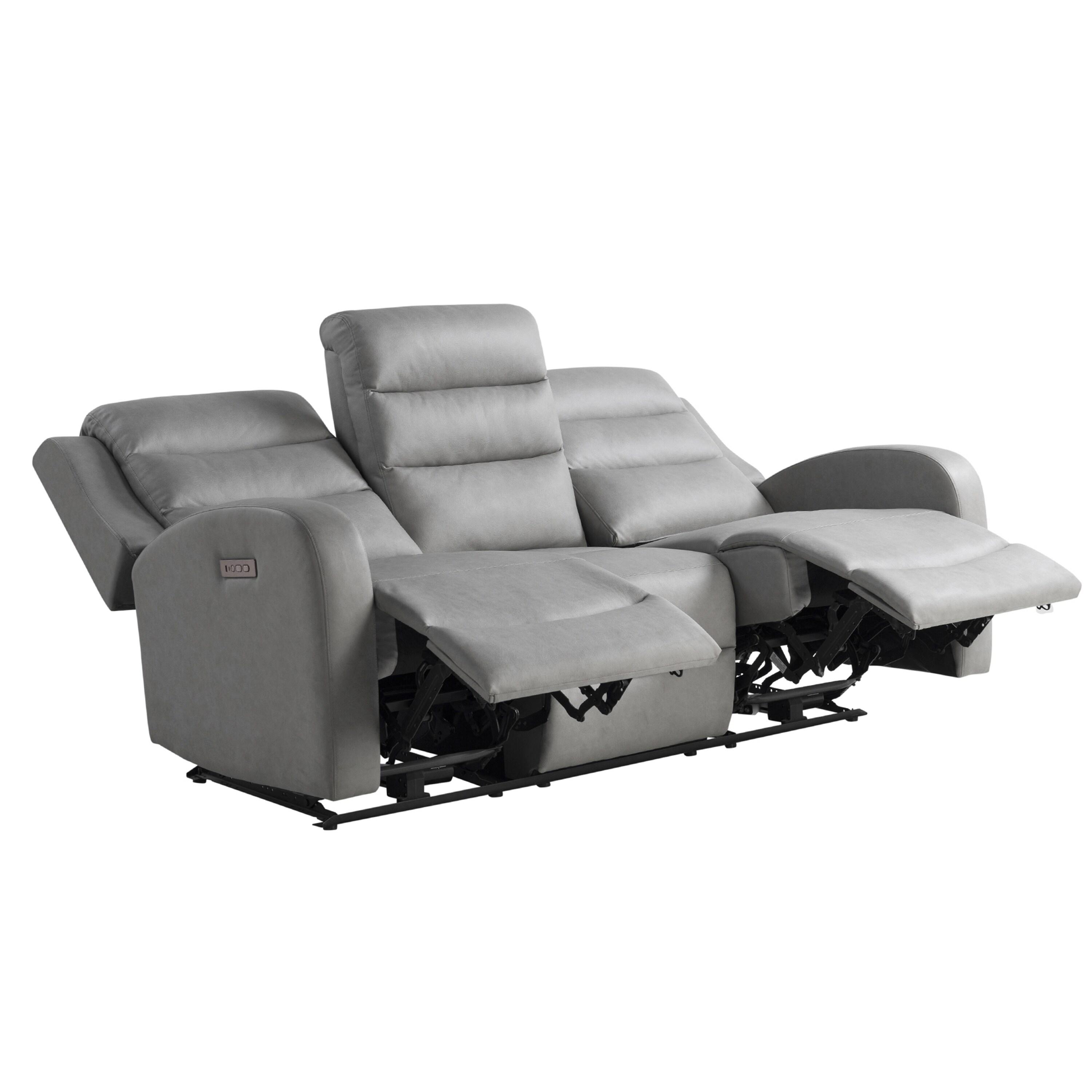 Relax-A-Lounger Alpine Power Recliner Sofa Gray Vegan Leather