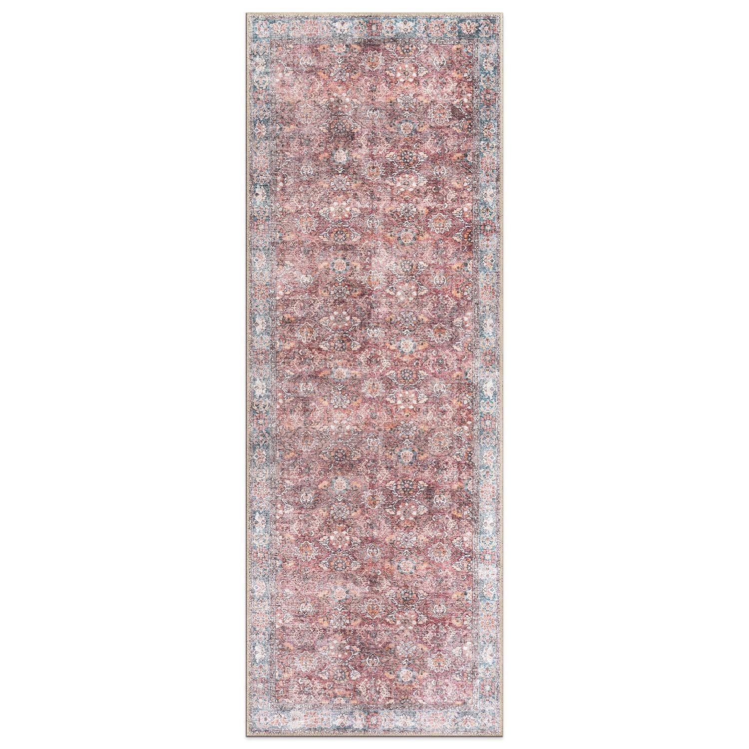 World Rug Gallery Transitional Bordered Vintage Machine Washable Non Slip Area Rug - MULTI 2'6"x7'