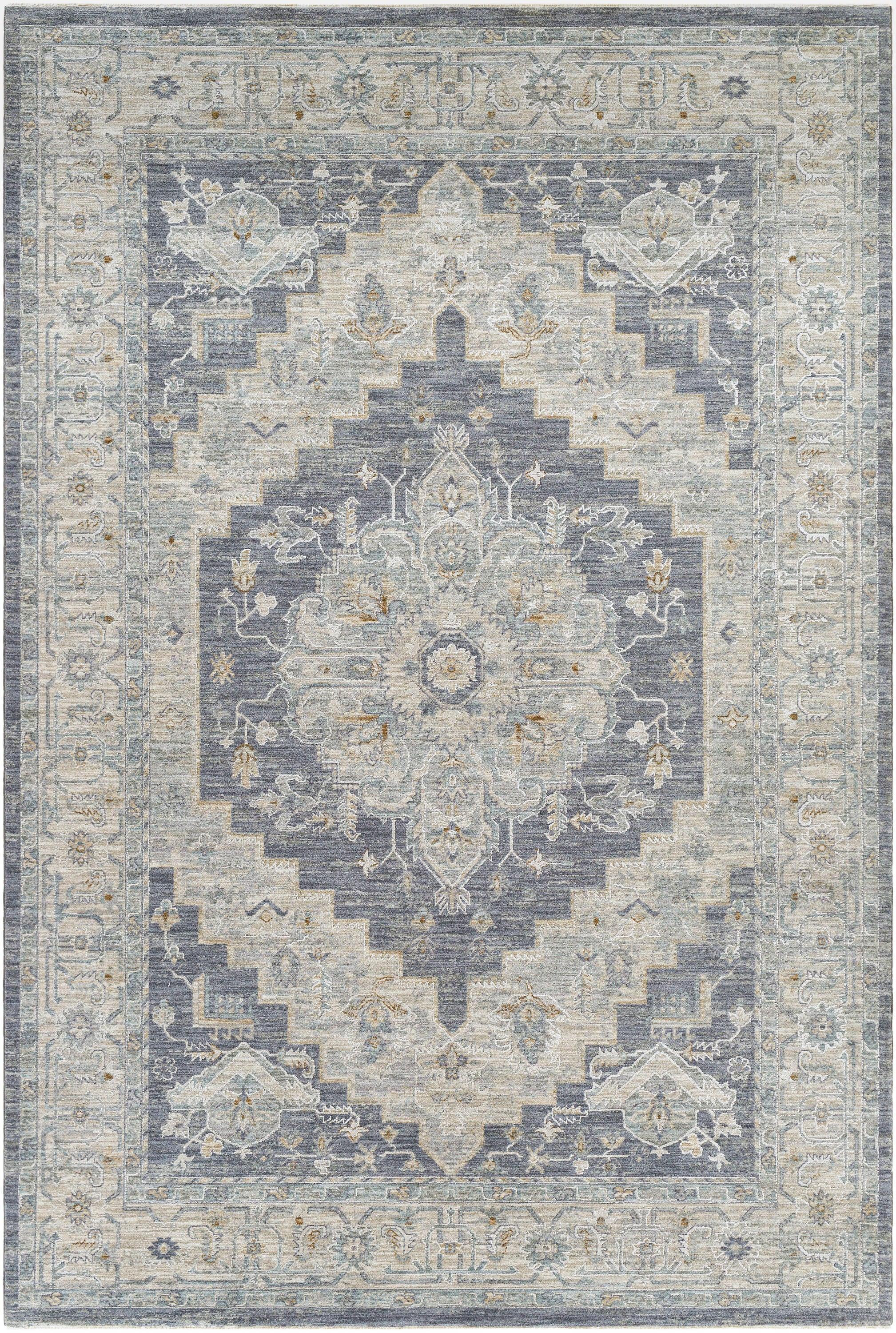 Avant Garde Gray Synthetic 6'7" x 9'6" Easy Care Area Rug