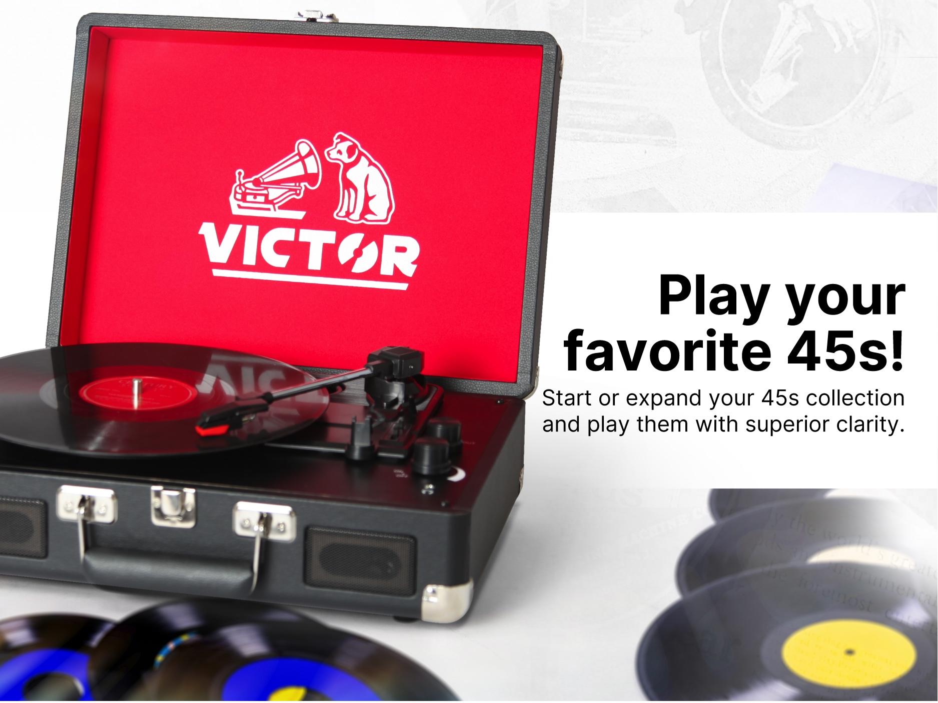 Victor Portable Suitcase Turntable - Record Player with Bluetooth & Built-in Speakers