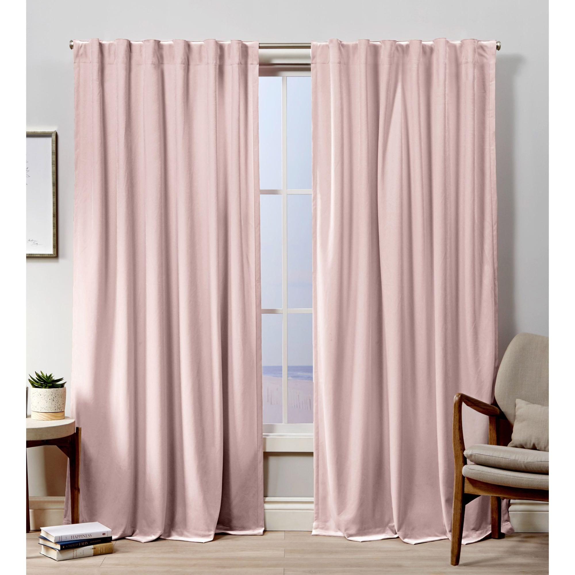 Exclusive Home Velvet Heavyweight Light Filtering Hidden Tab Top Curtain Panel Pair, 52"x96", Blush