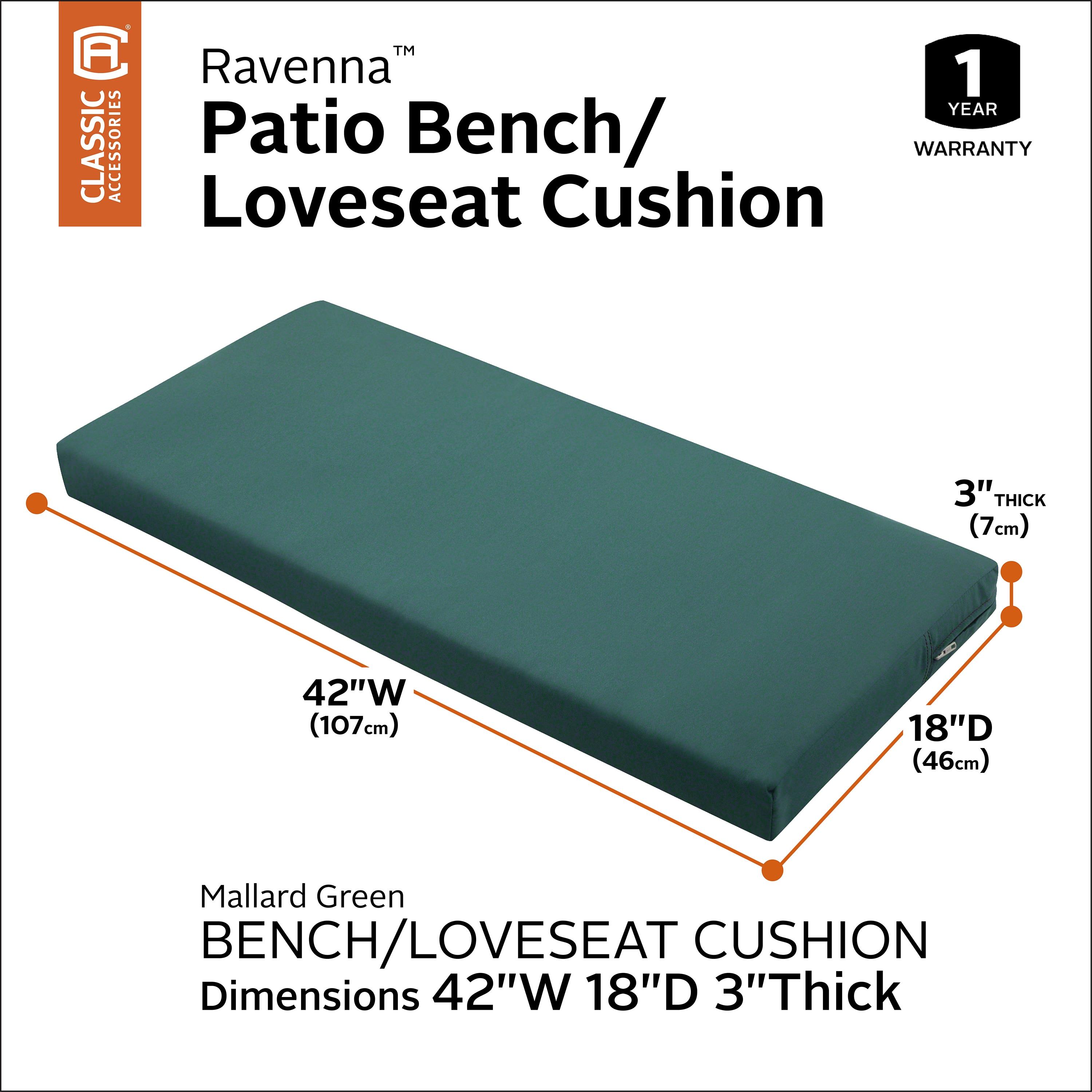 Mallard Green Water-Resistant Outdoor Bench Cushion