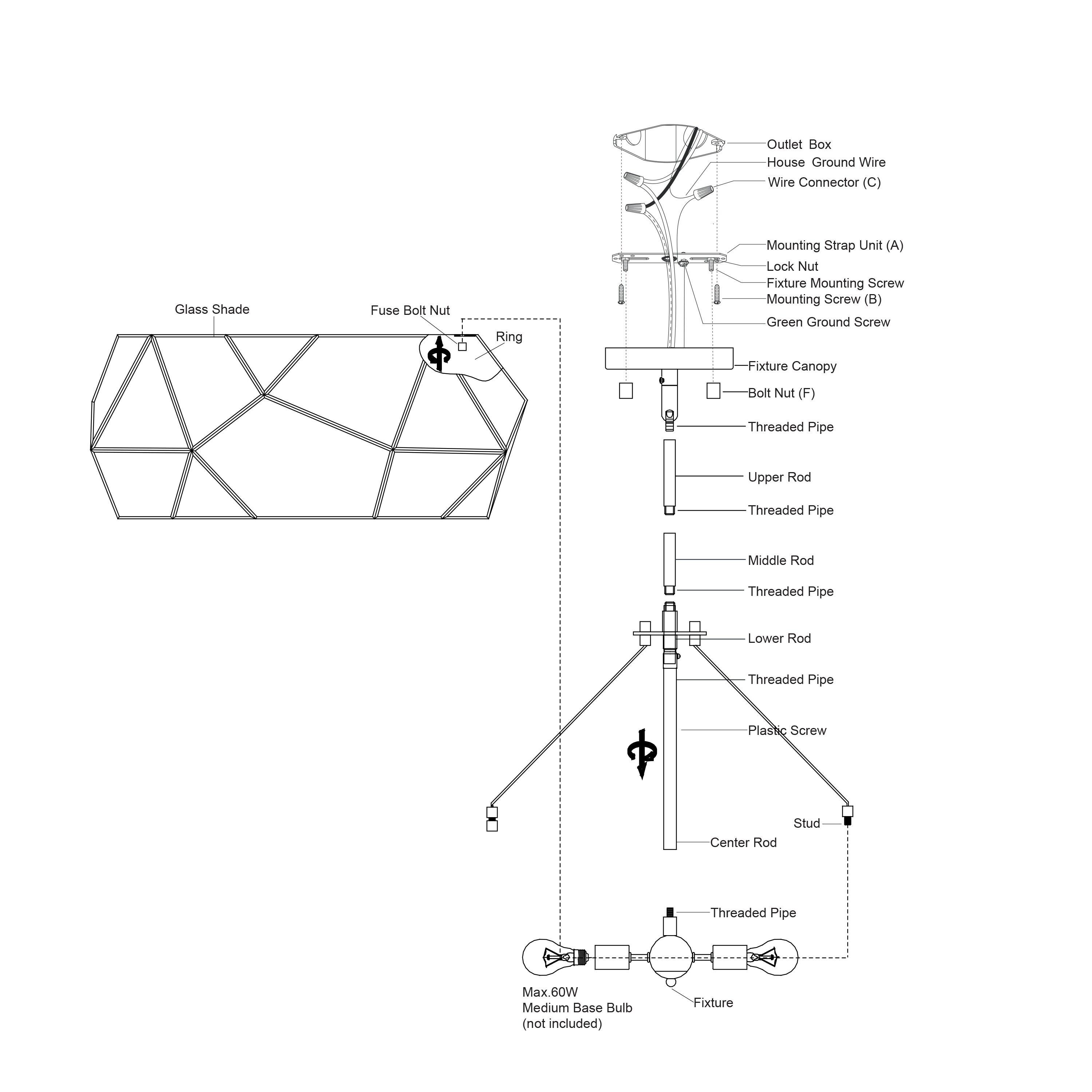 3 - Light Dimmable Geometric Chandelier