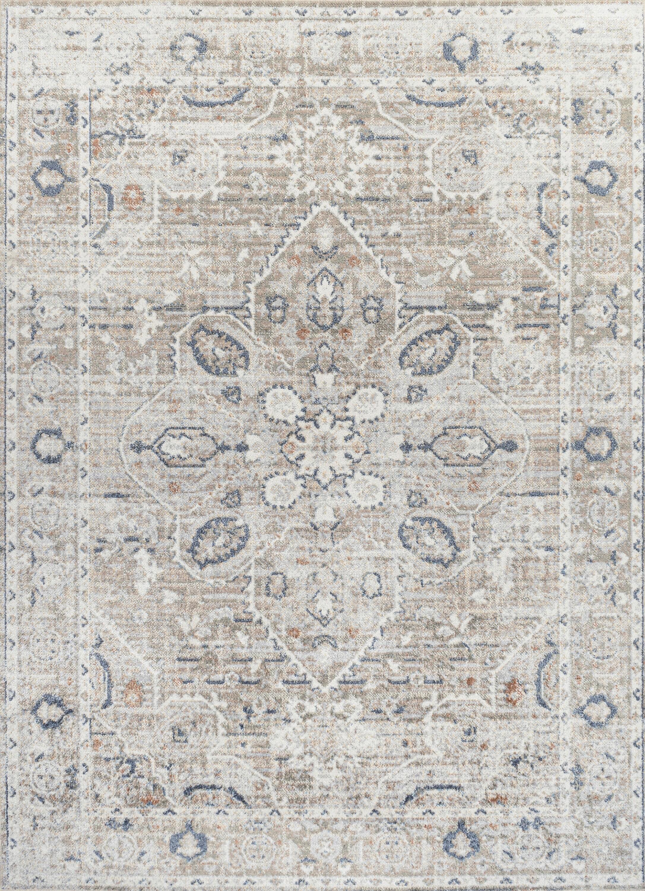 JONATHAN Y Shaii Global Medallion Low-Pile Machine-Washable Light Gray/Brown 3 ft. x 5 ft. Area Rug