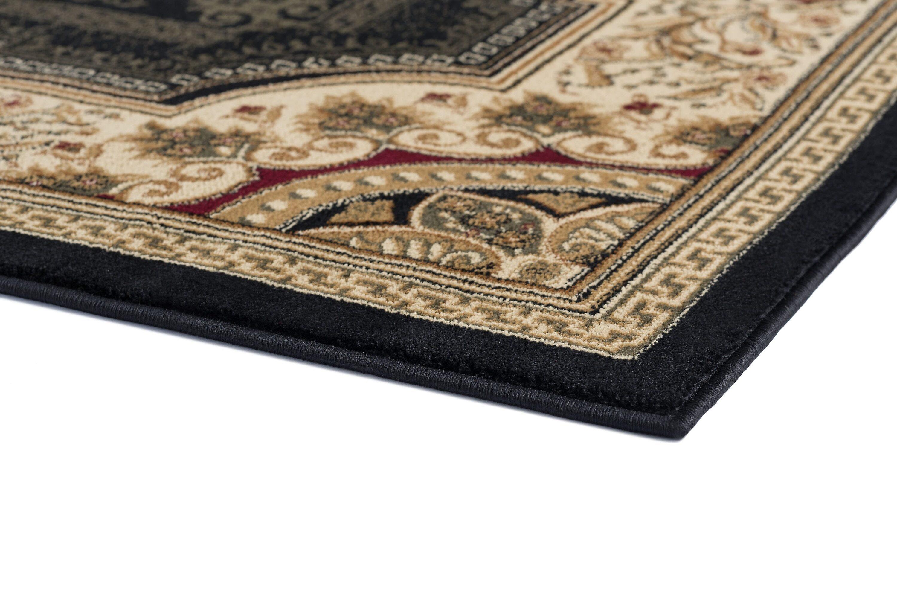 Tayse Sensation 2 x 3 (ft) Loomed Polypropylene Black Rectangular Indoor Floral/Botanical Oriental Throw rug