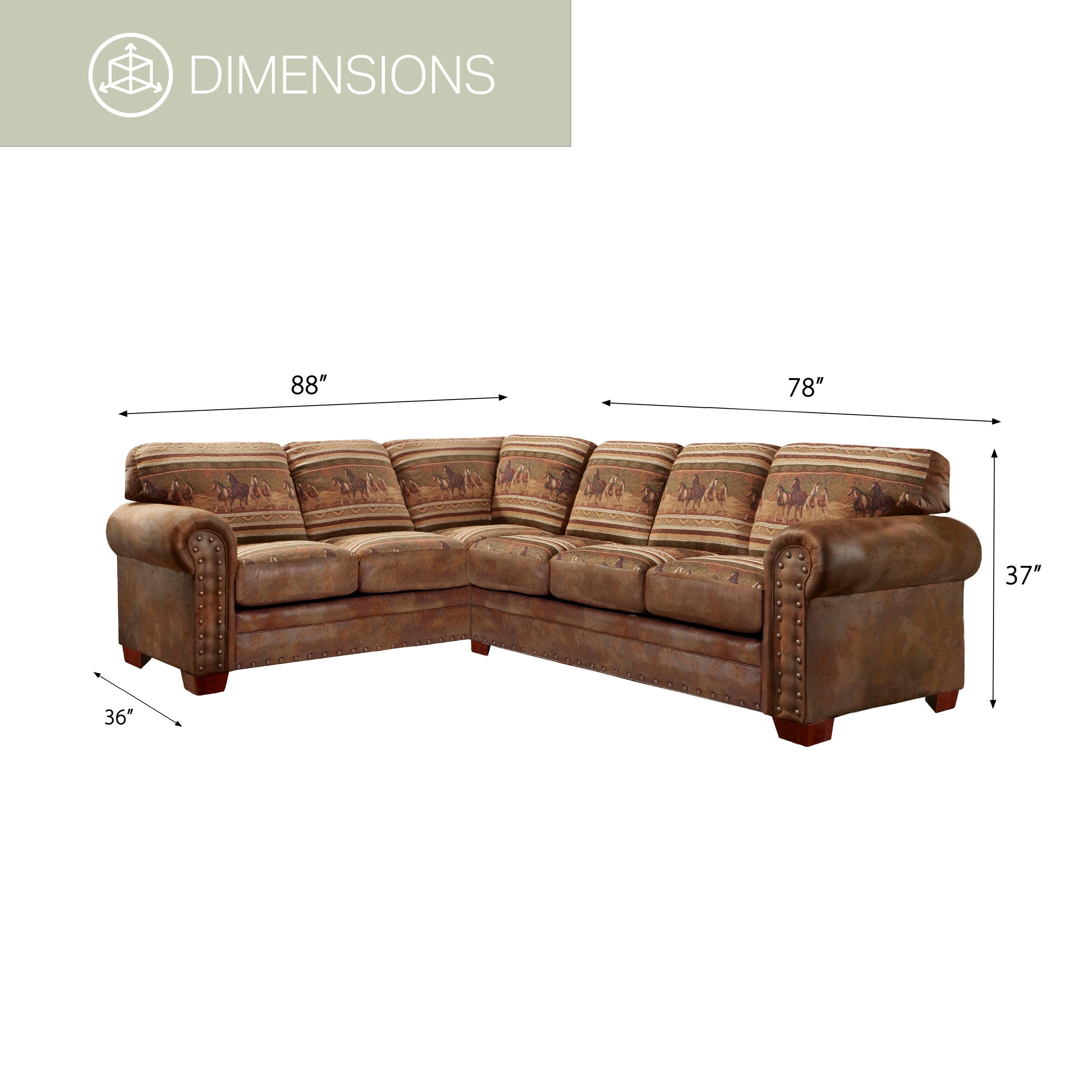American Furniture Classics, Model 8506-40K Wild Horses Two Piece Living Room Sectional Sofa