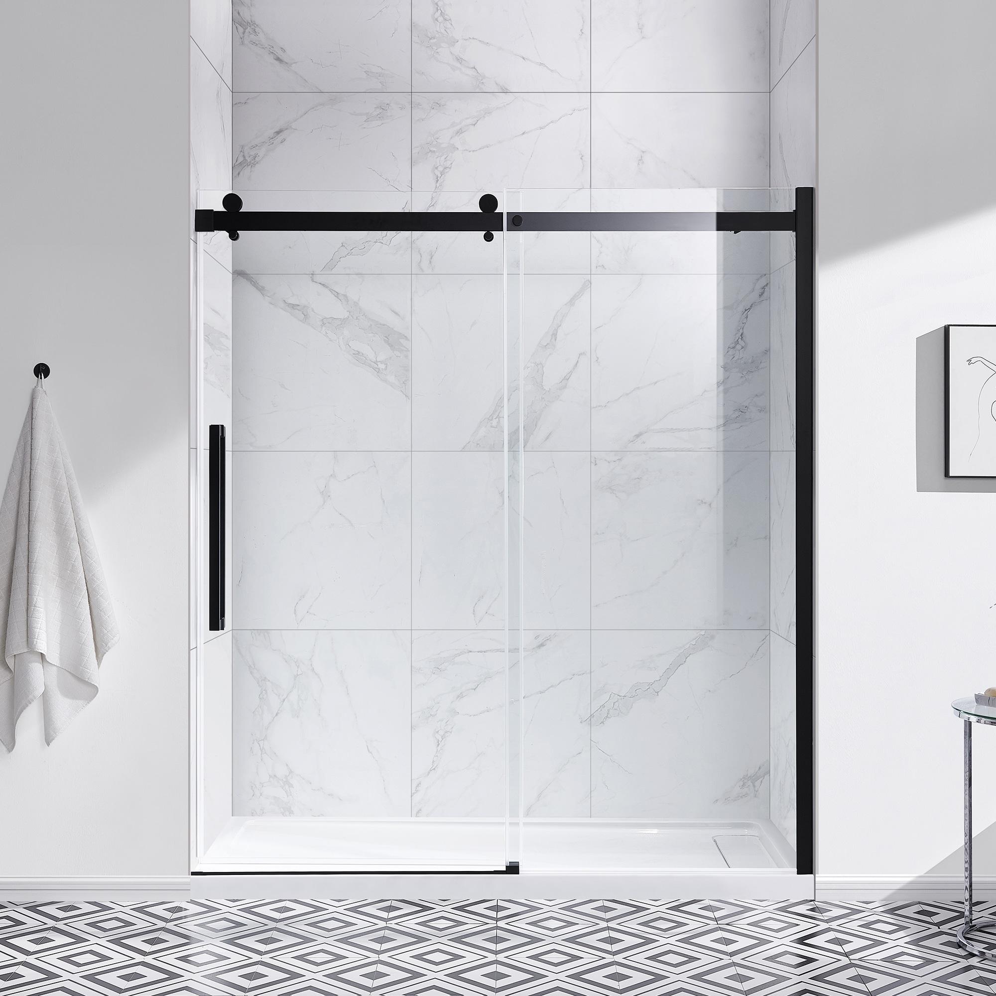 OVE Decors Bel Soft Close Black 72-in x 78.75-in Frameless Sliding Soft Close Shower Door