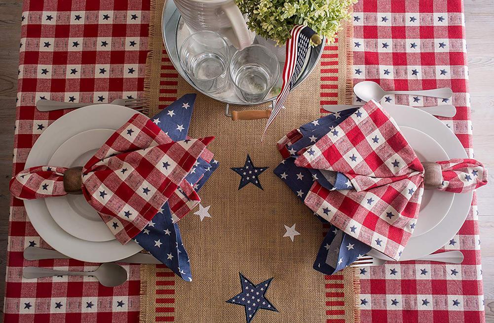 14 x 74 in. 4th of July Jute Table Runner