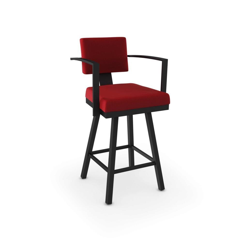 Amisco Akers 30 In. Swivel Bar Stool - Red Polyester / Black Metal