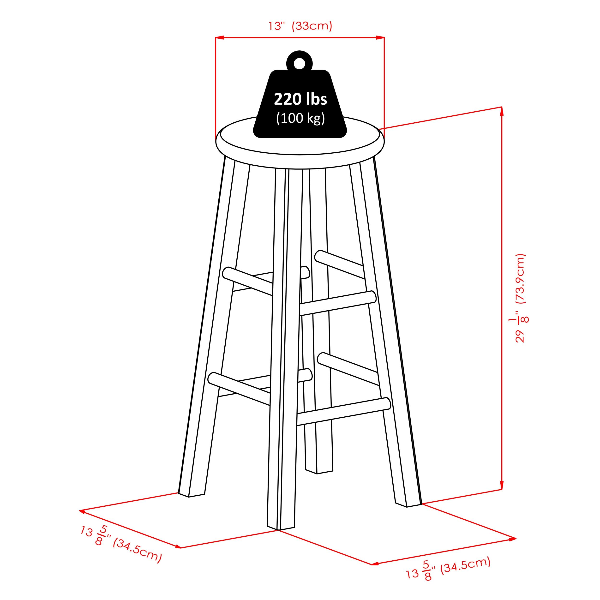 29" Ivy Barstool - Green - Winsome: Round Wooden Stool, Fixed Height, Spot Clean, No Assembly Required