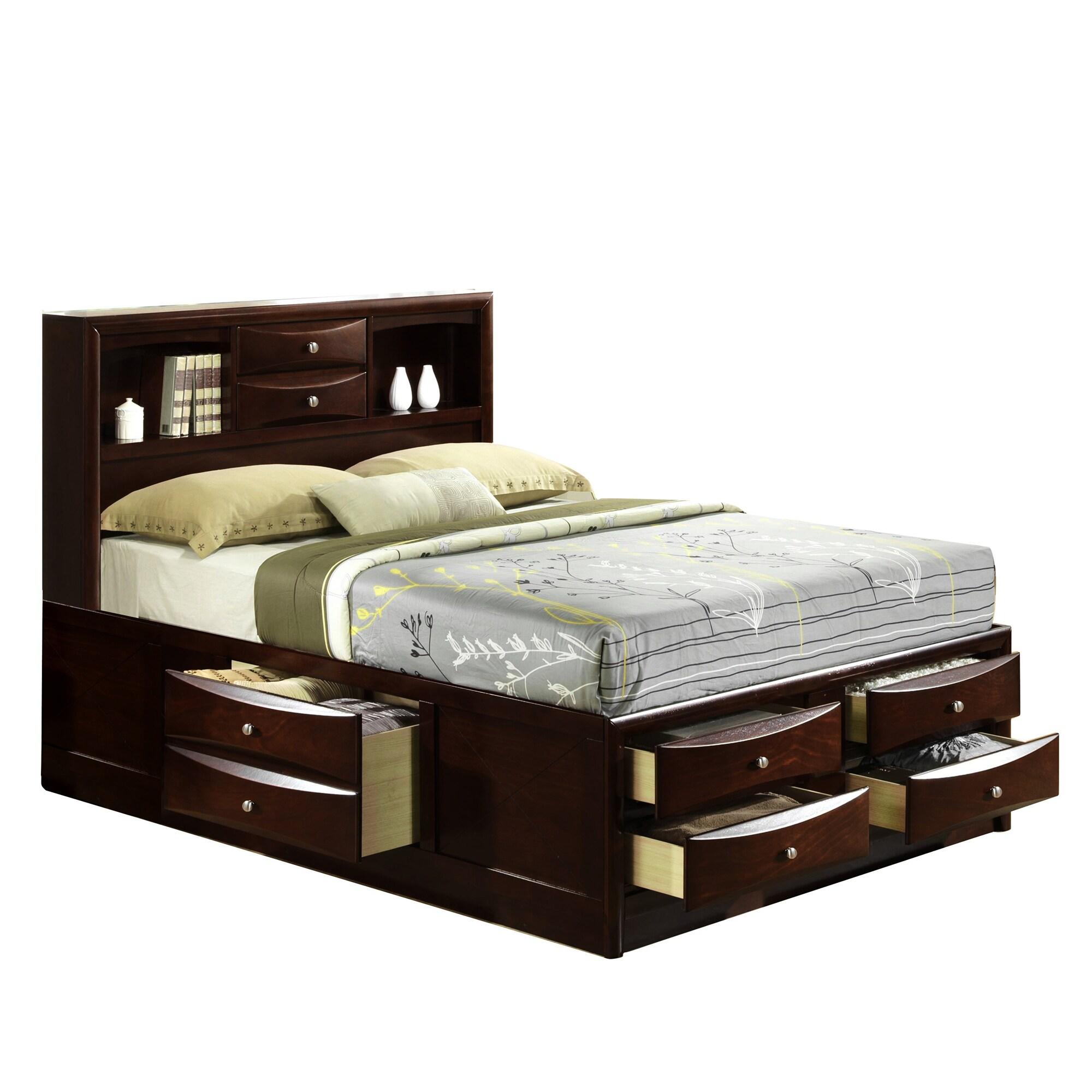 Claire Storage Bed with Bookcase Headboard King Rich Espresso - Picket House Furnishings: Metal Frame, No Box Spring Needed