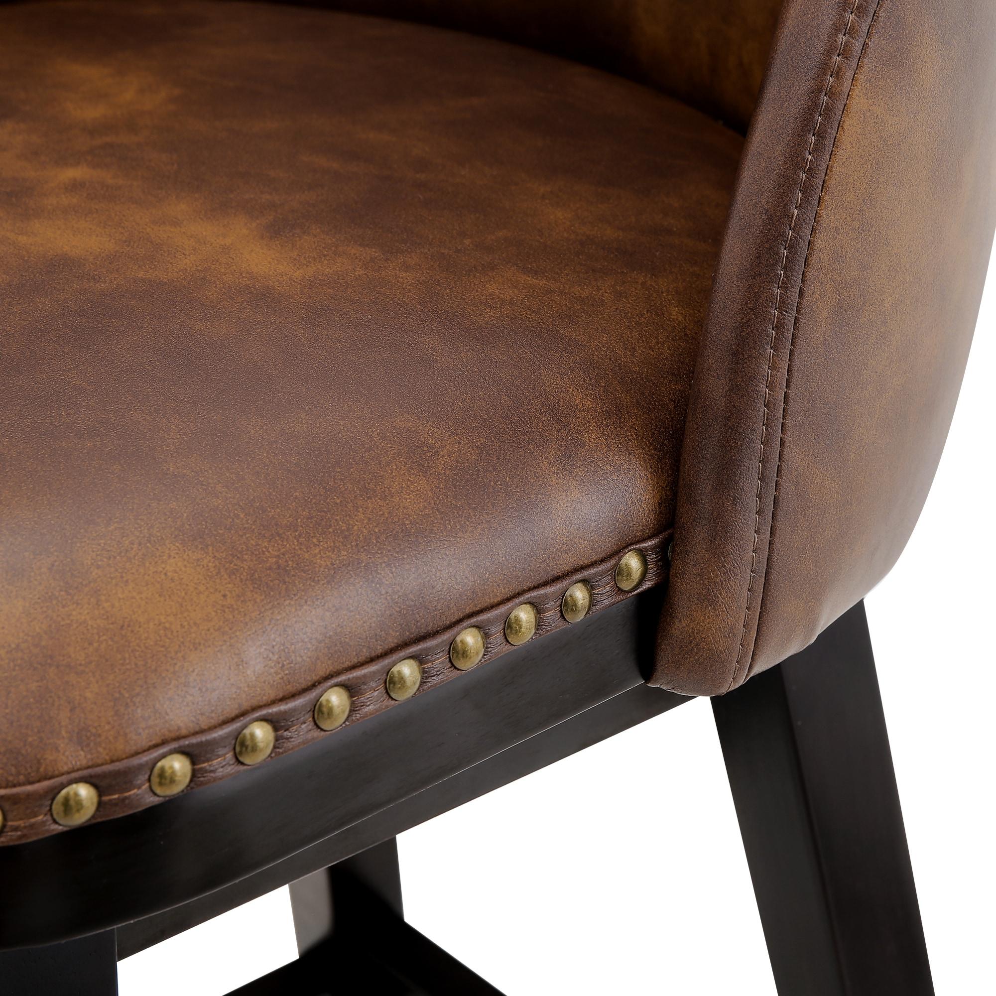 LUE BONA 26'' Swivel Bar Stools Set of 2, Counter Stools with Back & Footrest for Kitchen,Brown