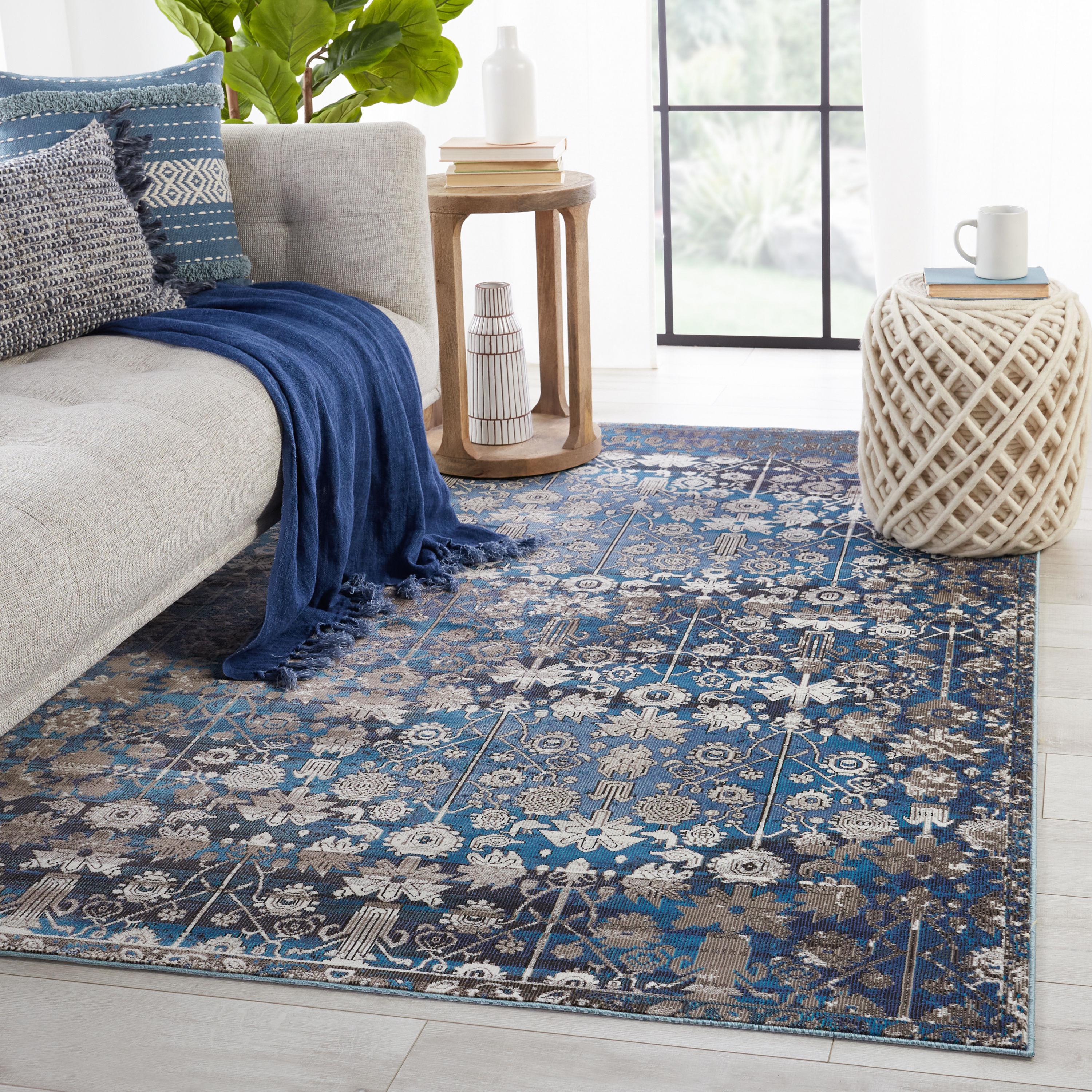 Borealis Izar 9' x 12' Blue Synthetic Tufted Area Rug