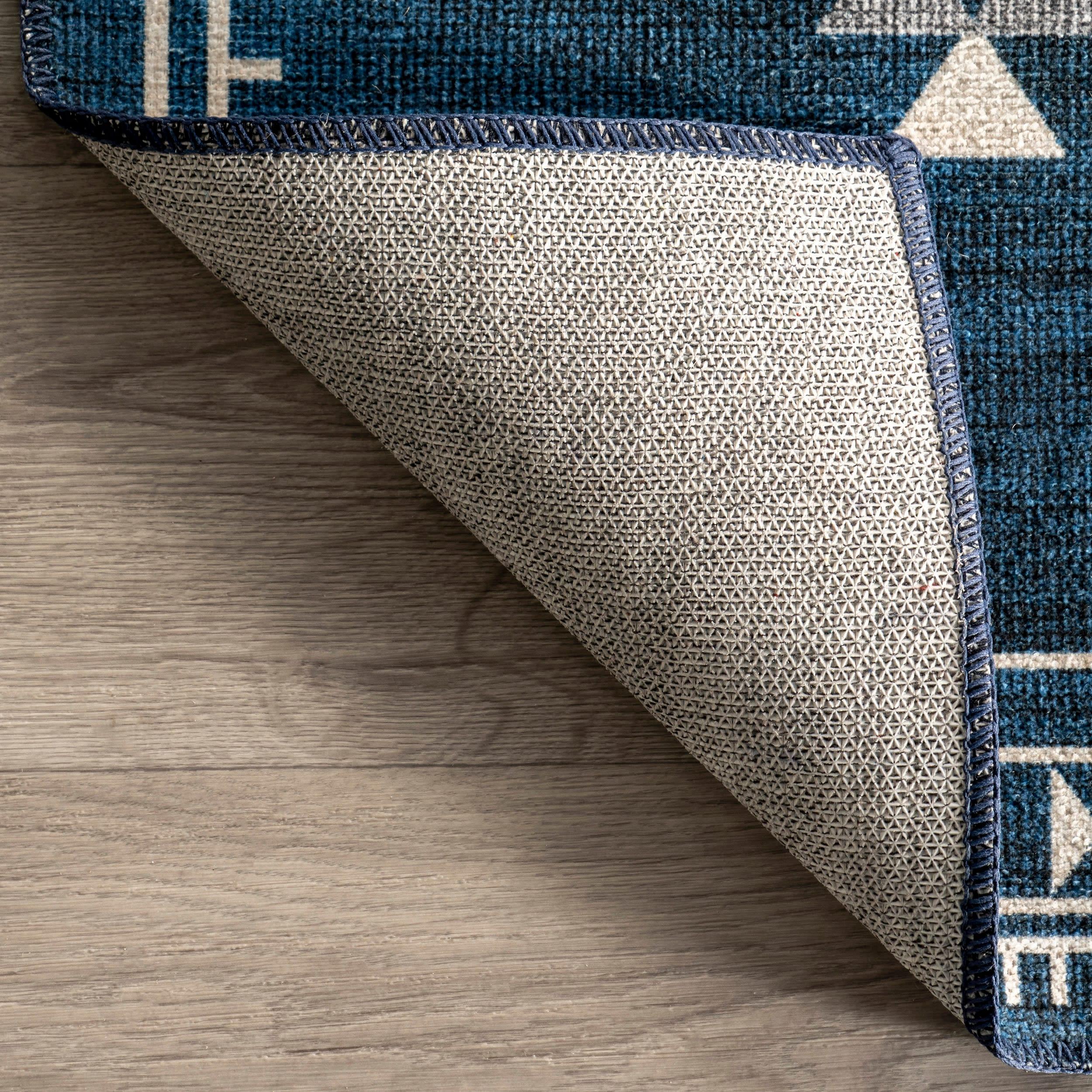 Nuloom Evalyn Diamond 3x5 Machine Washable Accent Indoor Area Rug for Living Room Bedroom Dining Room Entryway Kitchen, Navy/Ivory