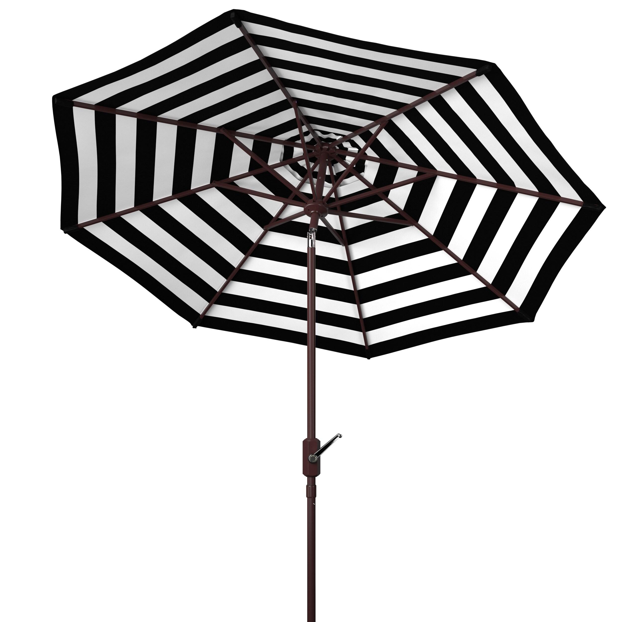 Athens Inside Out Striped 9Ft Crank Auto Tilt Umbrella - PAT8007 - Black - Safavieh