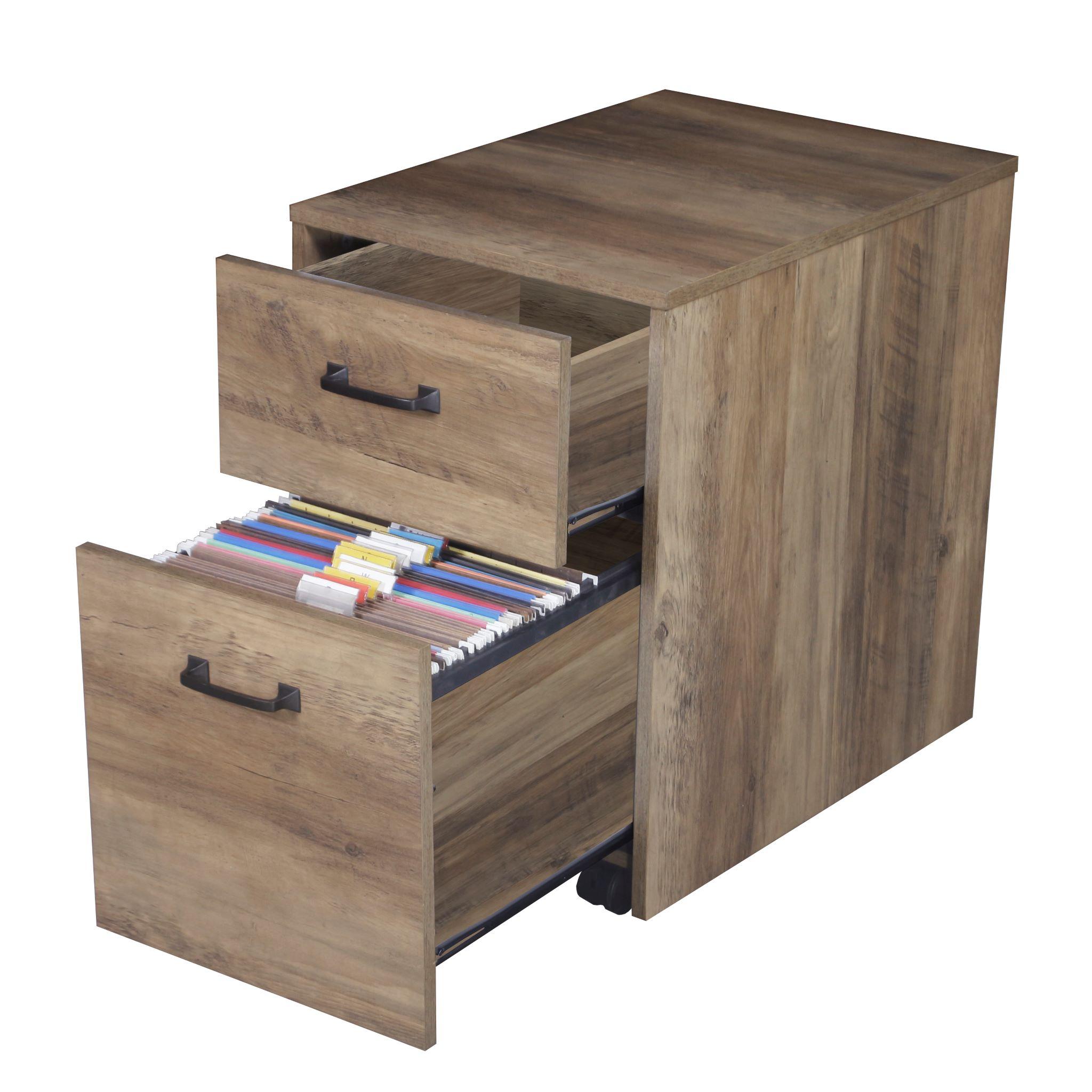 Saint Birch Alaska Mobile File Cabinet, Rustic Oak