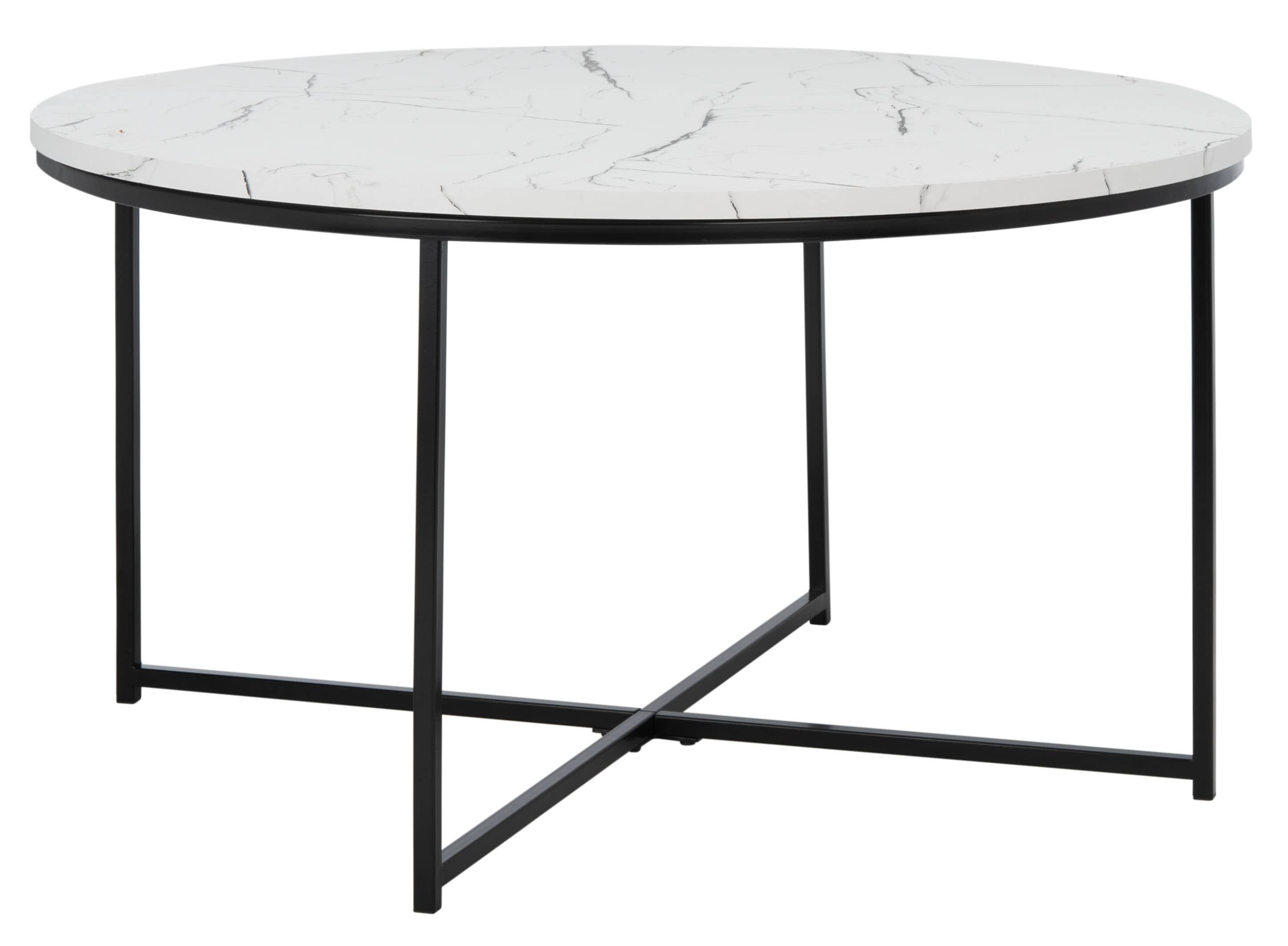 Pia Marble Coffee Table - White Marble/Black - Safavieh