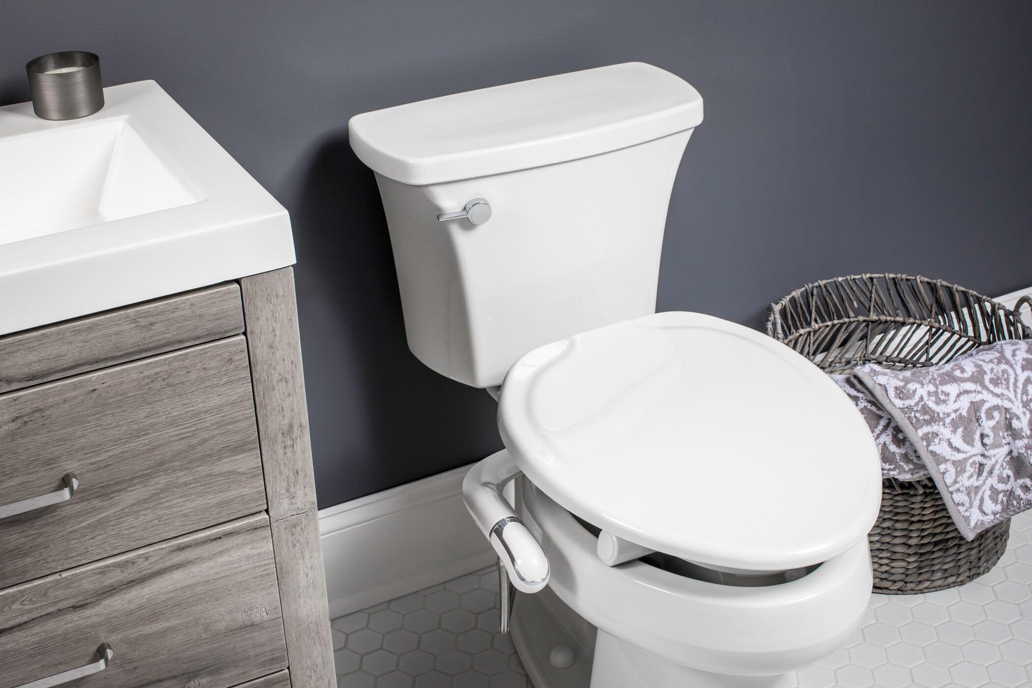 Bemis Assurance 3" Raised Toilet Seat with Handles and Bidet Attachment, Secure Hinges, Elongated, White 7YE85320H20 ARM