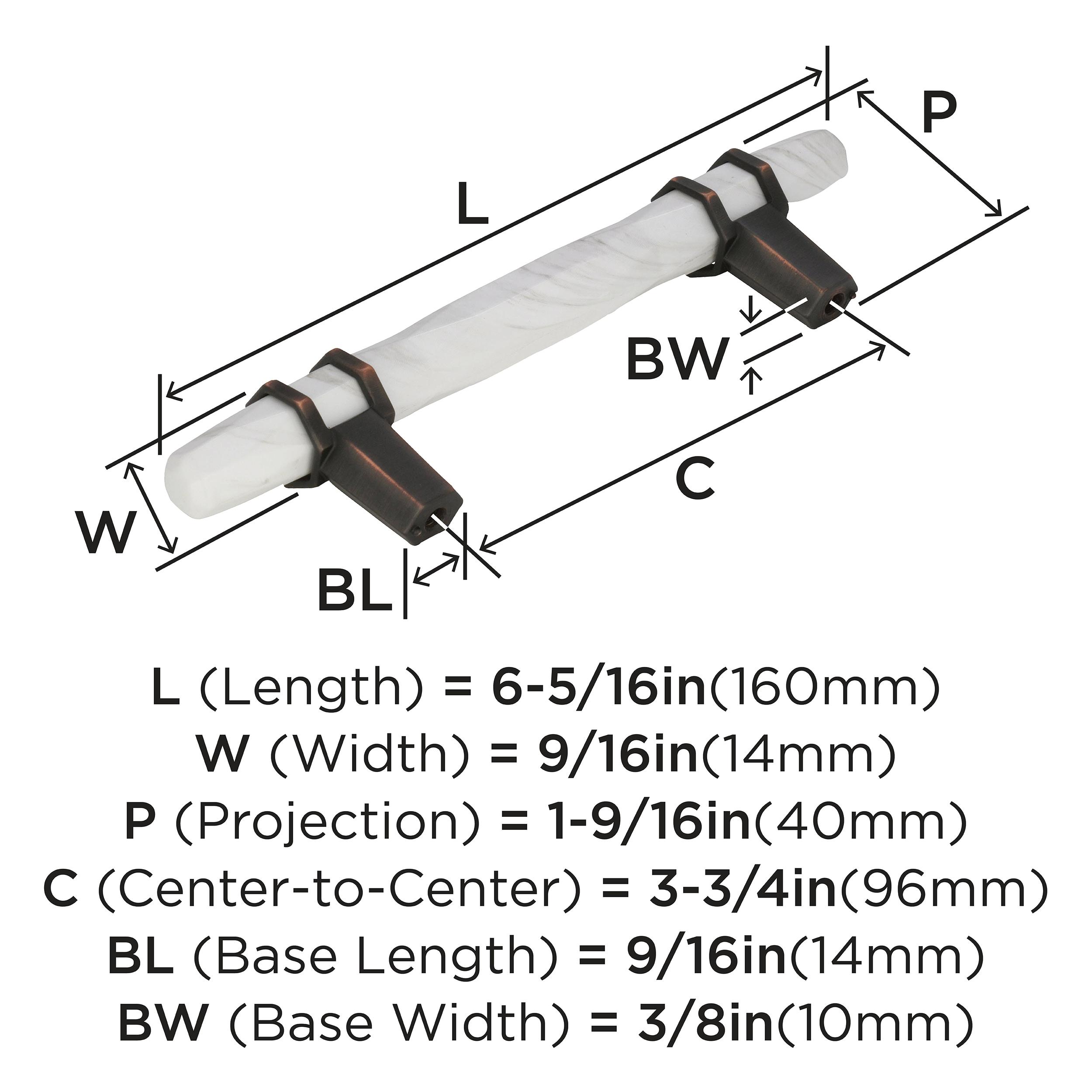 Marble White and Oil-Rubbed Bronze Cabinet Pull Bar