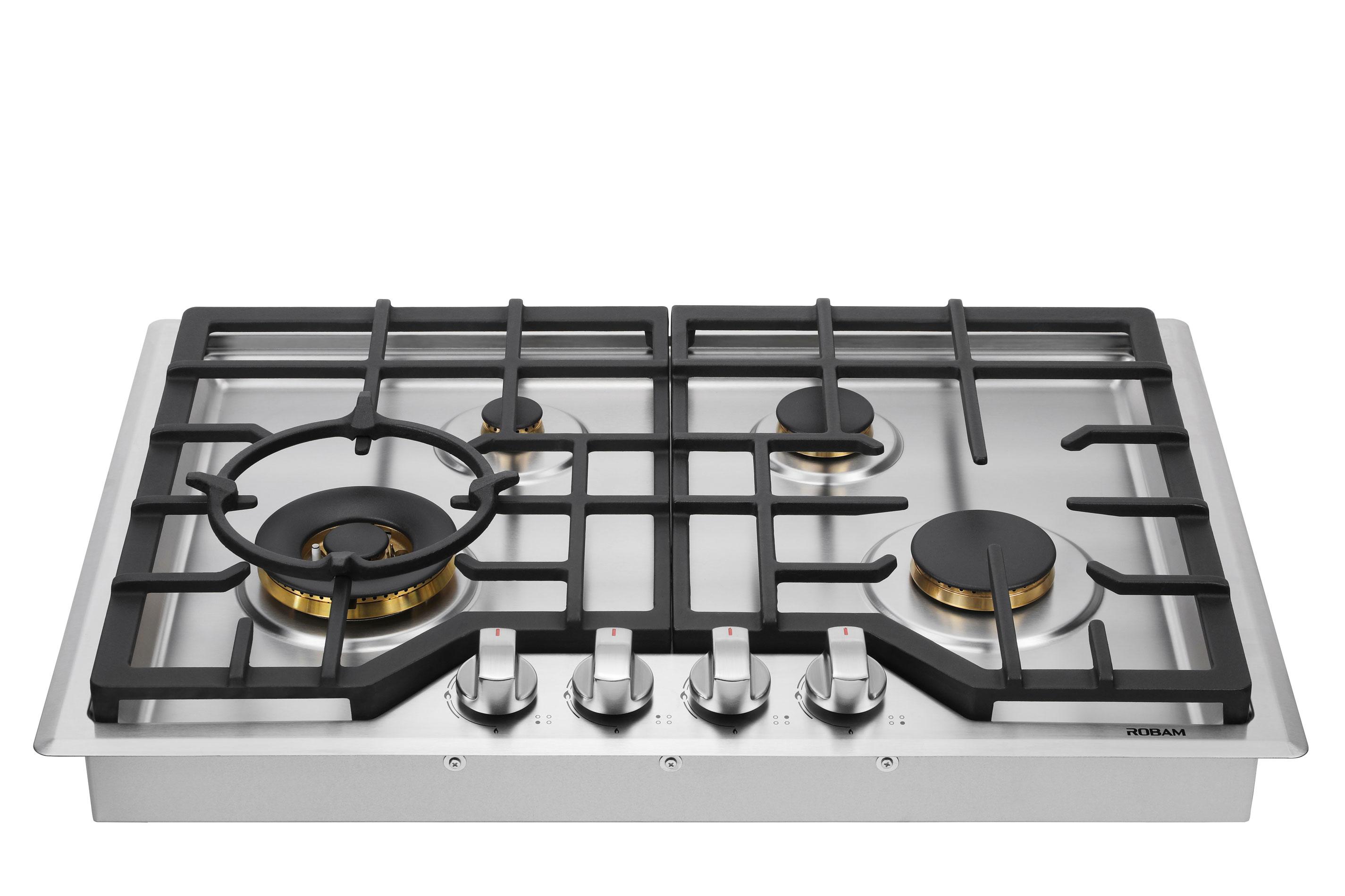 ROBAM 30" Stainless Steel 4-Burner Gas Cooktop with Brass Burners