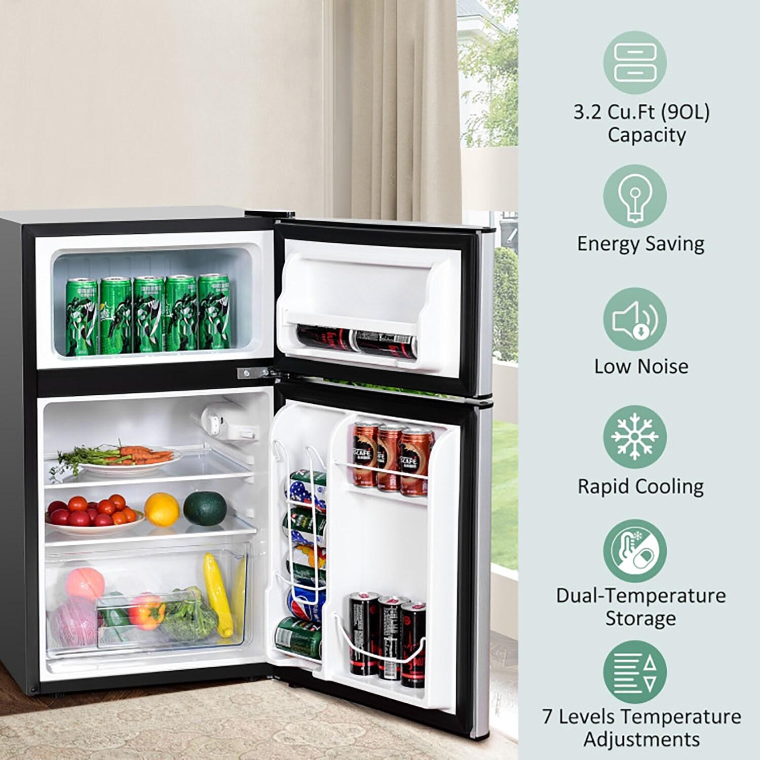 Costway Costway 3.2 Cubic Feet Portable Freestanding Mini Fridge with Freezer