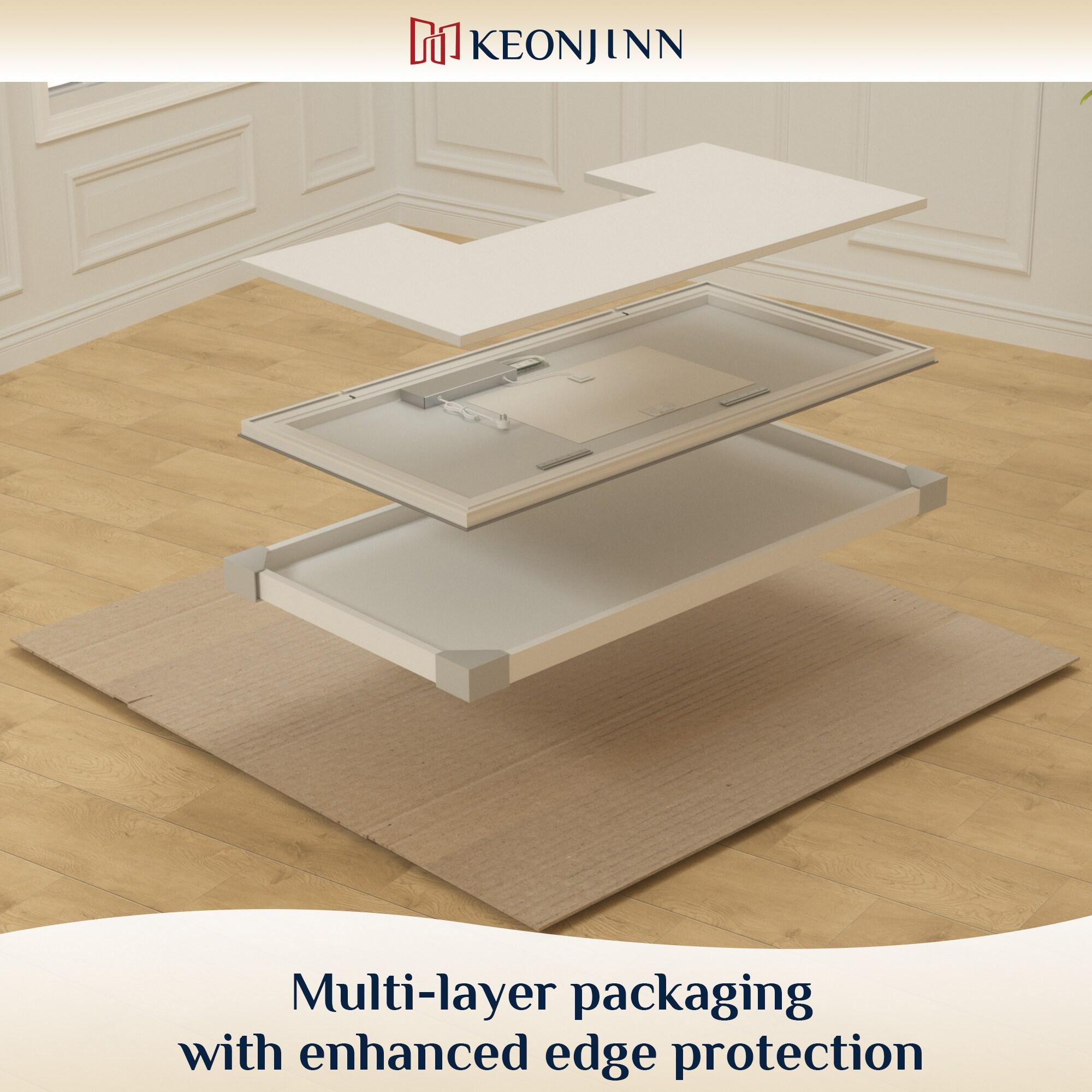 Keonjinn LED Bathroom Vanity Mirror, Front Light & Backlit, 3 Color Temperatures, Anti Fog, Double Lights Strips, 24"x32"