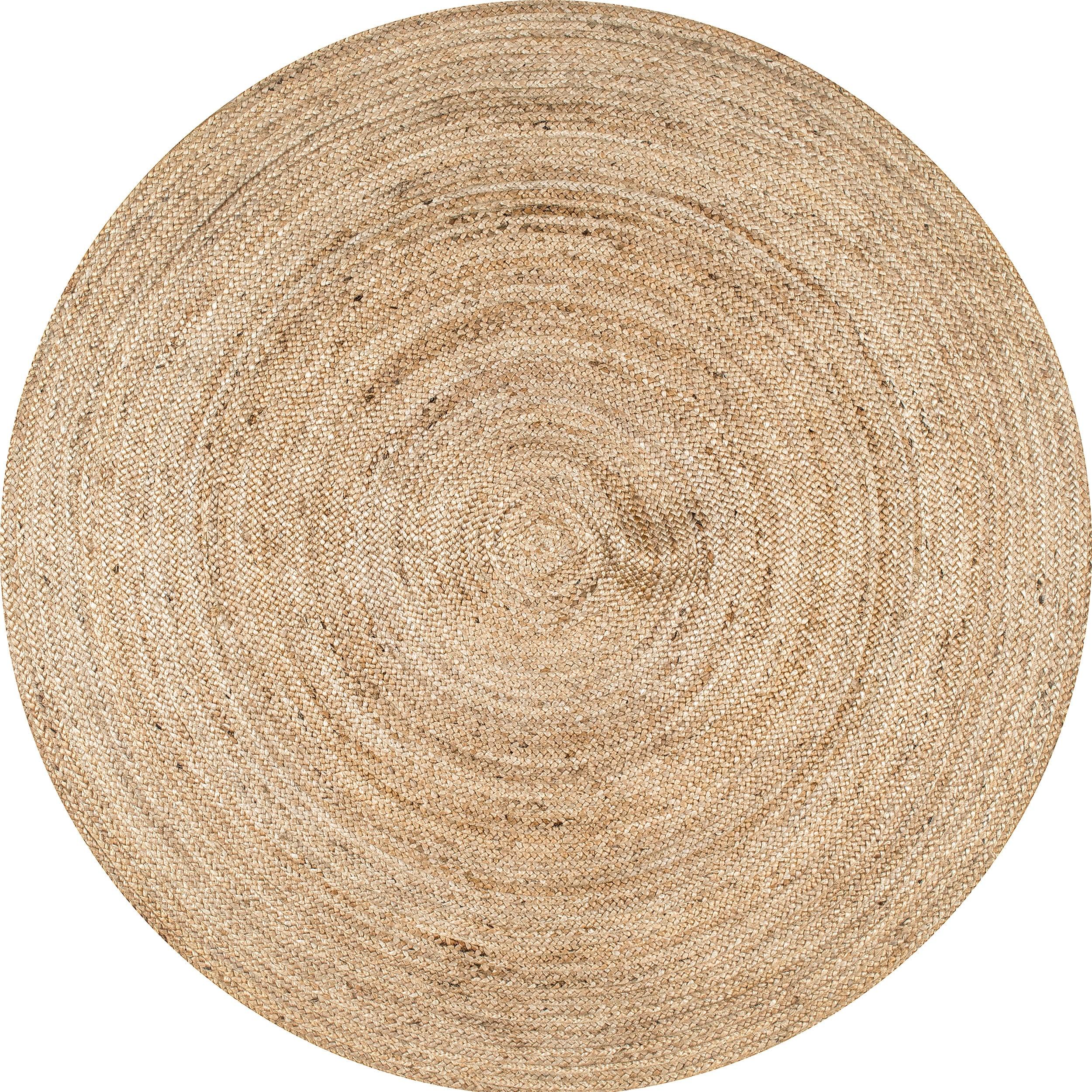 Nuloom 4 Round Rigo Jute Hand Woven Indoor Area Rug, Natural, Solid Farmhouse Design, Natural Fiber Bedroom, Living Room, Kitchen,
