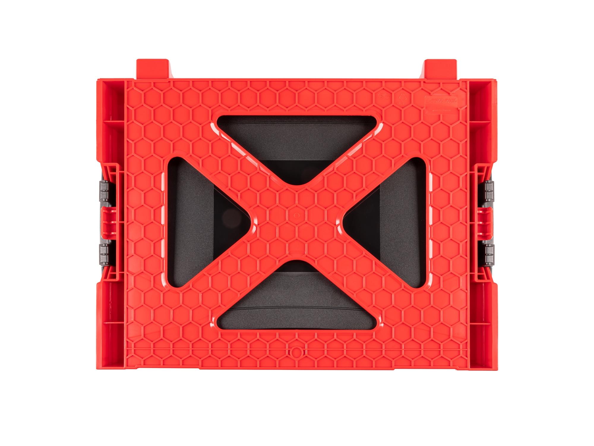 Red and Black Plastic Stacking Tool Box with Clear Lid