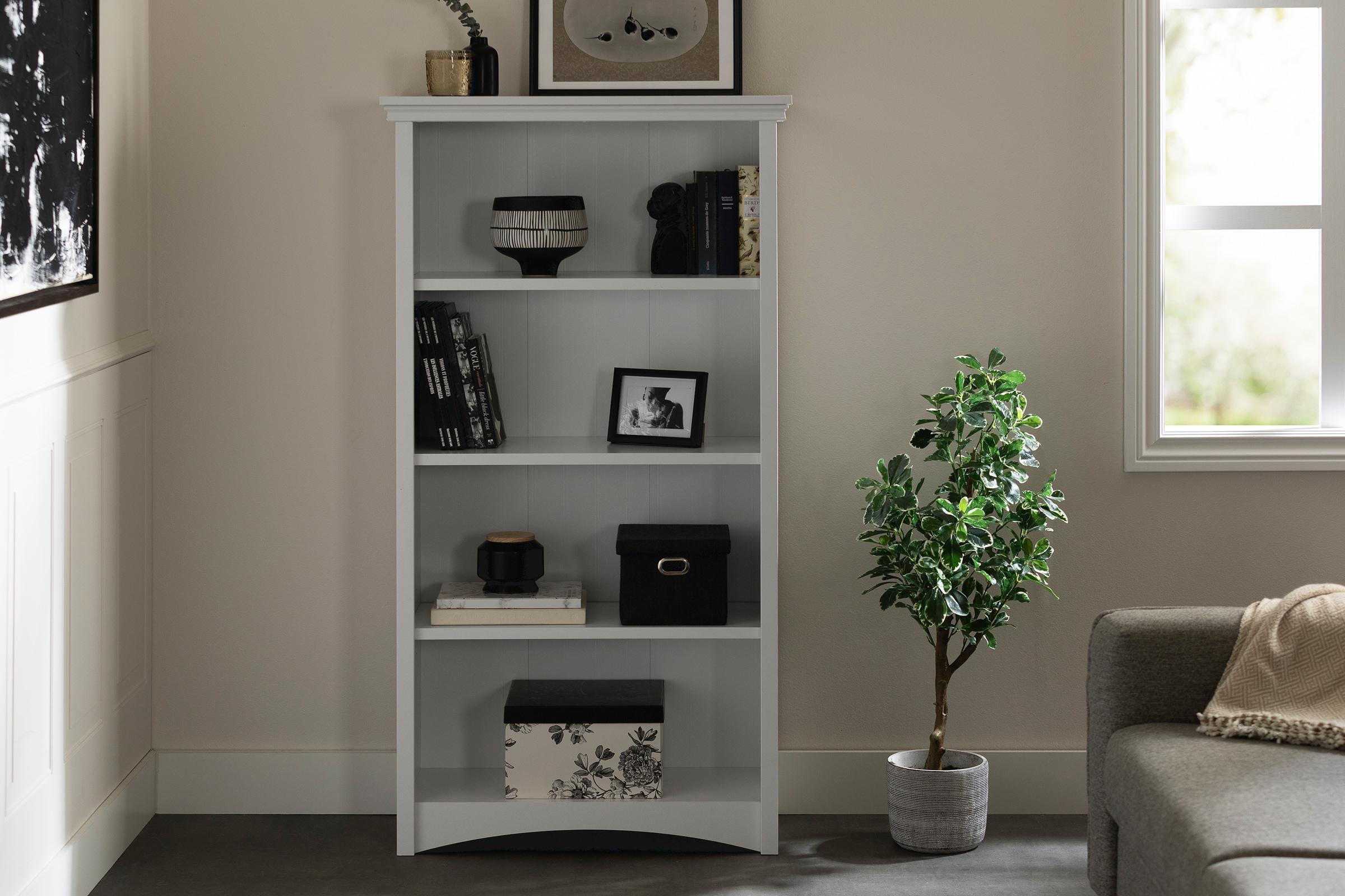 57.75" Gascony 4 Shelf Bookcase White - South Shore: Laminated, Adjustable, Anti-Tip