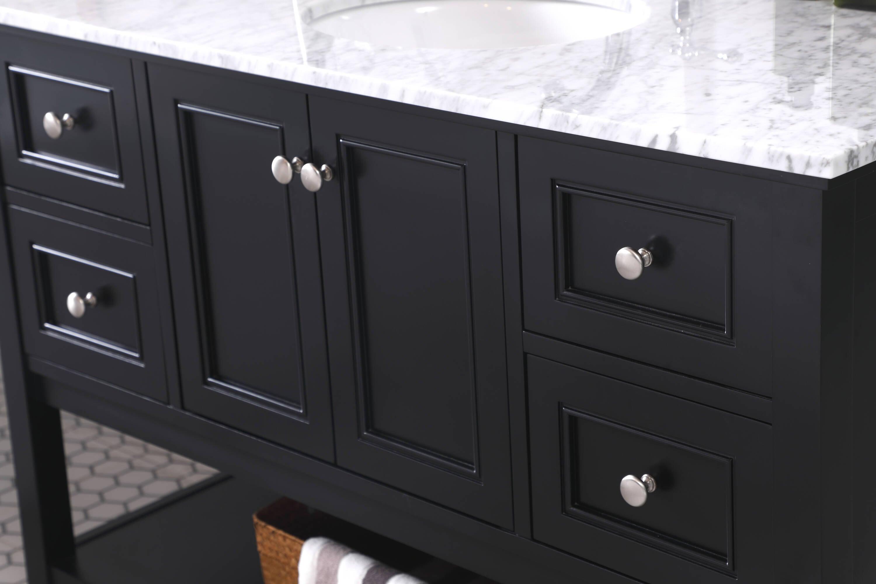 Elegant Decor Metropolis 48" Single Marble Top Bathroom Vanity in Black