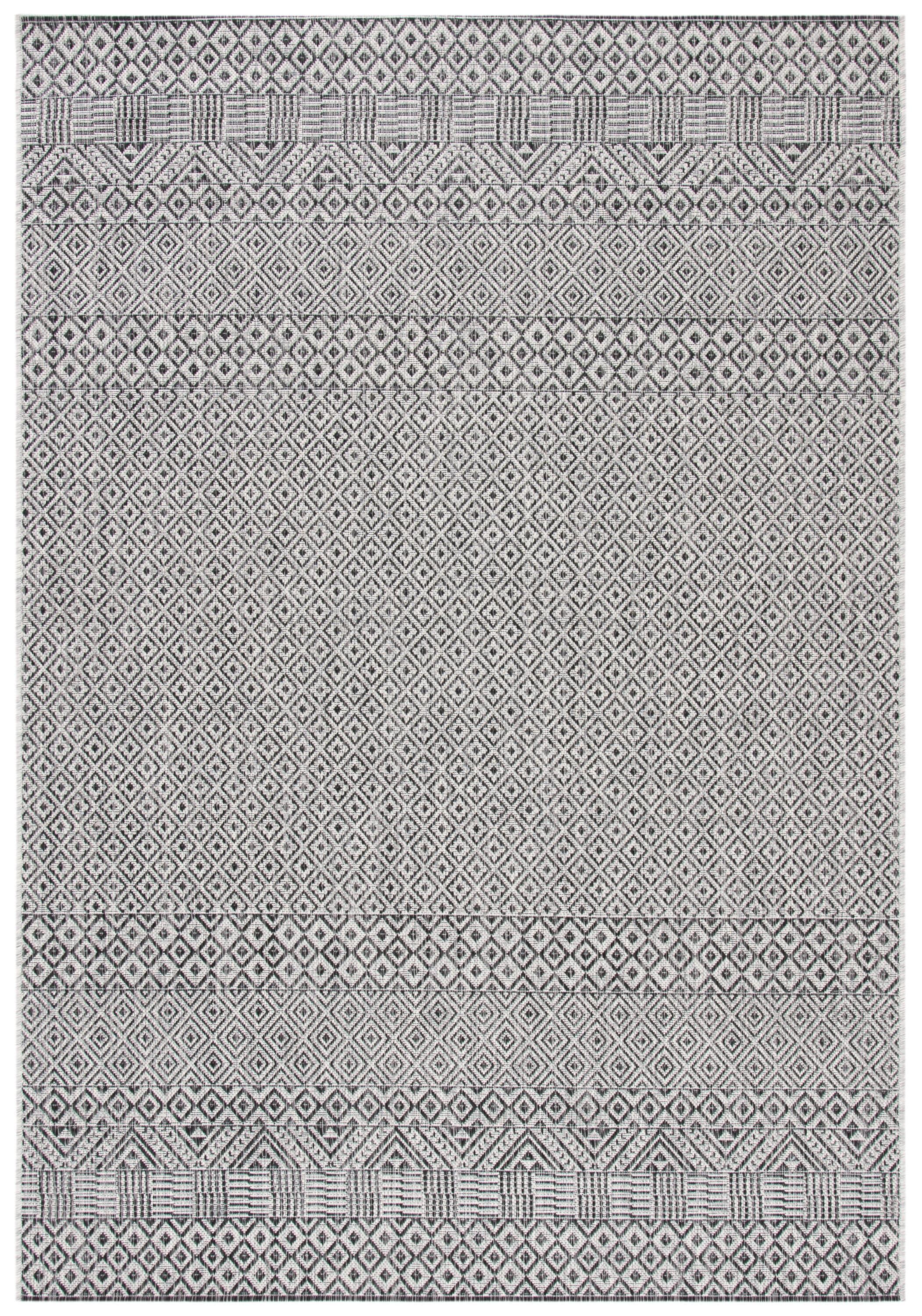 Courtyard CY8235 Power Loomed Indoor and Outdoor Area Rug - Grey/Black - 4'x5'7" - Safavieh