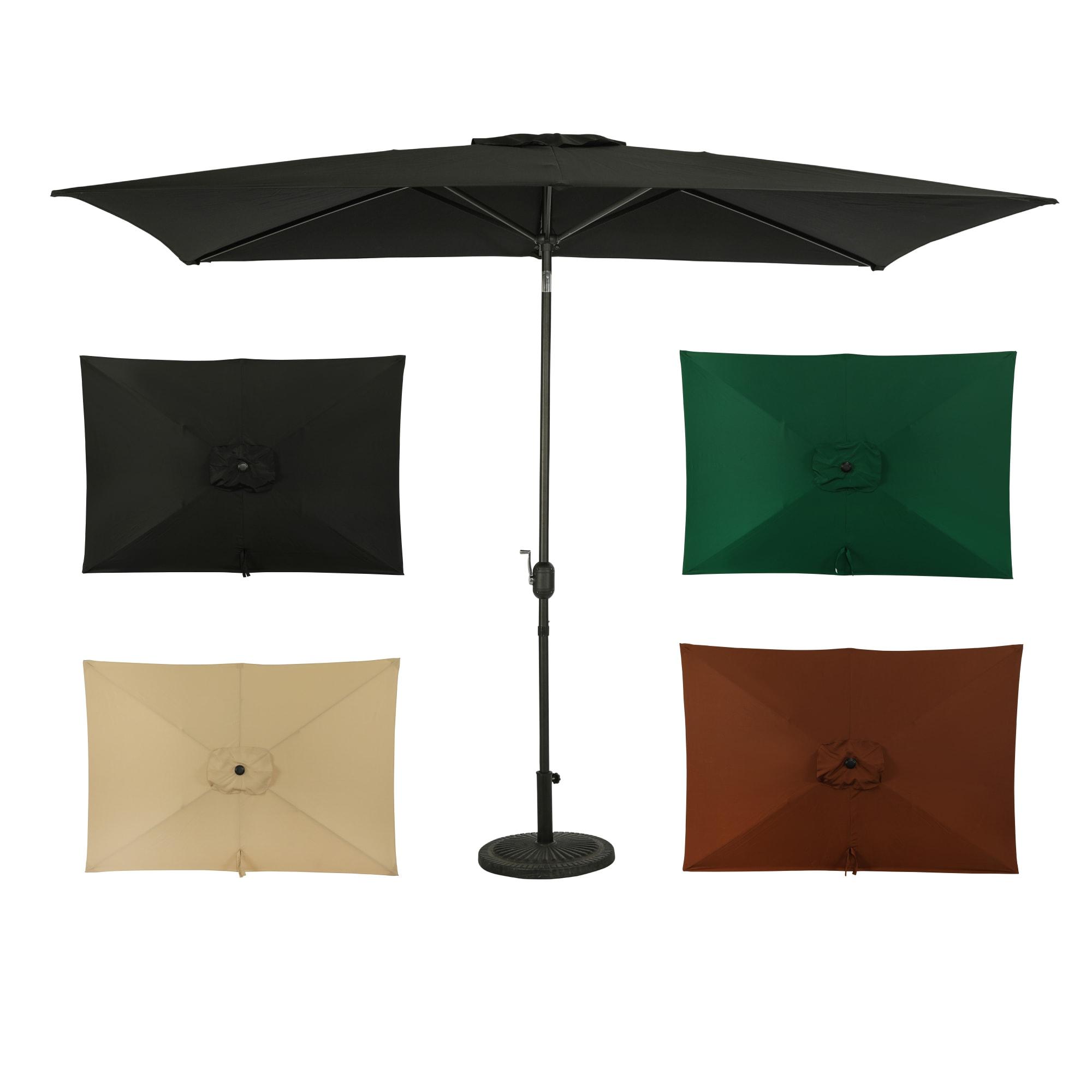 Island Umbrella 10' x 6.5' Rectangular Bimini Market Patio Umbrella Black: Weather-Resistant, Steel Frame, Crank Handle