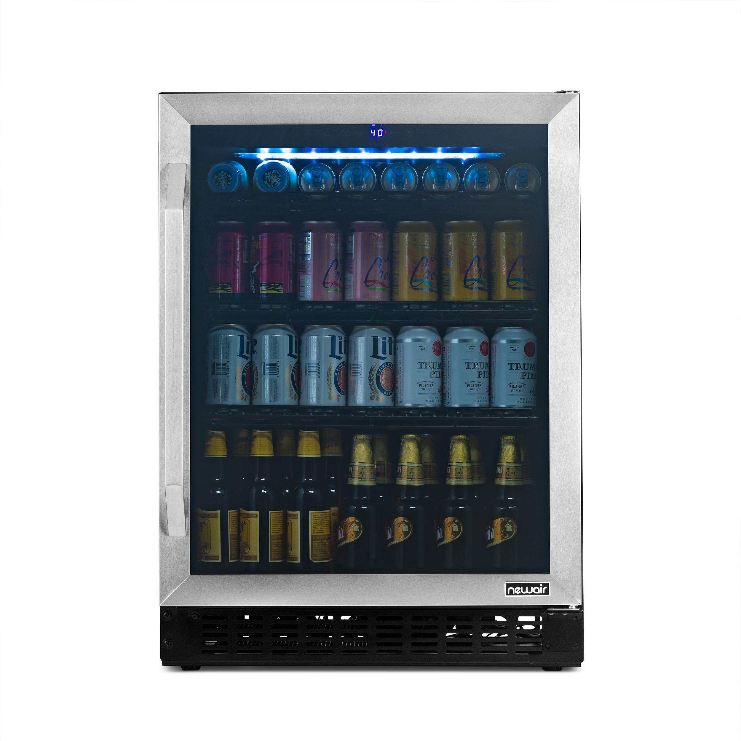 Newair FlipShelf 24" Wine and Beverage Refrigerator 179 Cans or 49 Bottles, Reversible Shelves, Built-in Fridge or Freestanding Drinks and Wine Cooler