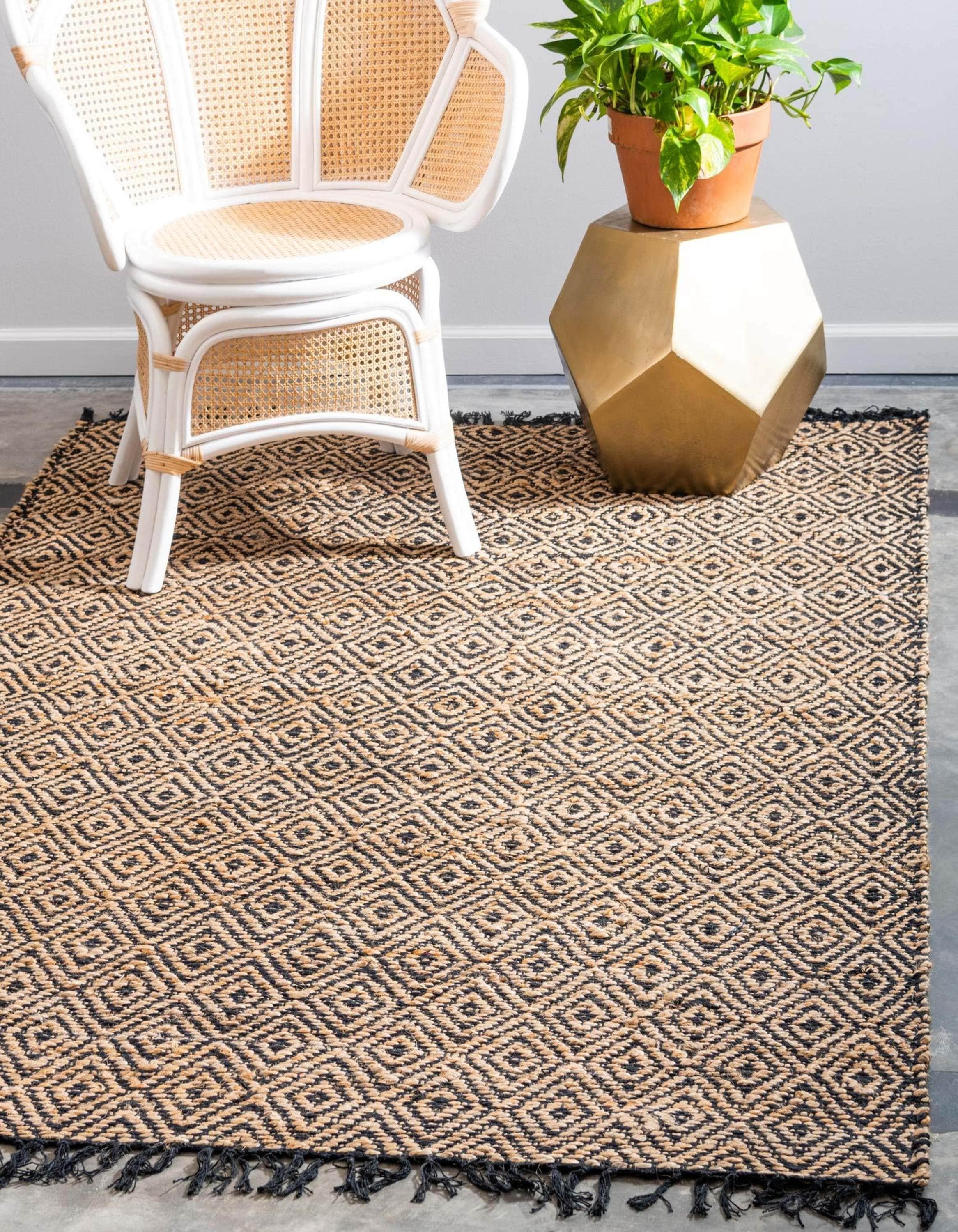 Unique Loom 2' 0 x 3' 1 Assam Chunky Jute Black Area Rug