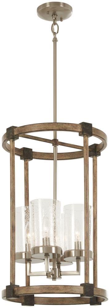 Minka Lavery Nickel Stone Pendant Chandelier 14 1/2" Wide Farmhouse Seeded Glass Shade 4-Light Fixture for Dining Room House Home