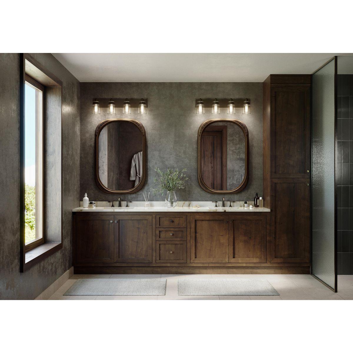 Progress Lighting Calhoun 4-Light Bath Vanity, Brushed Nickel, Clear Glass Shade