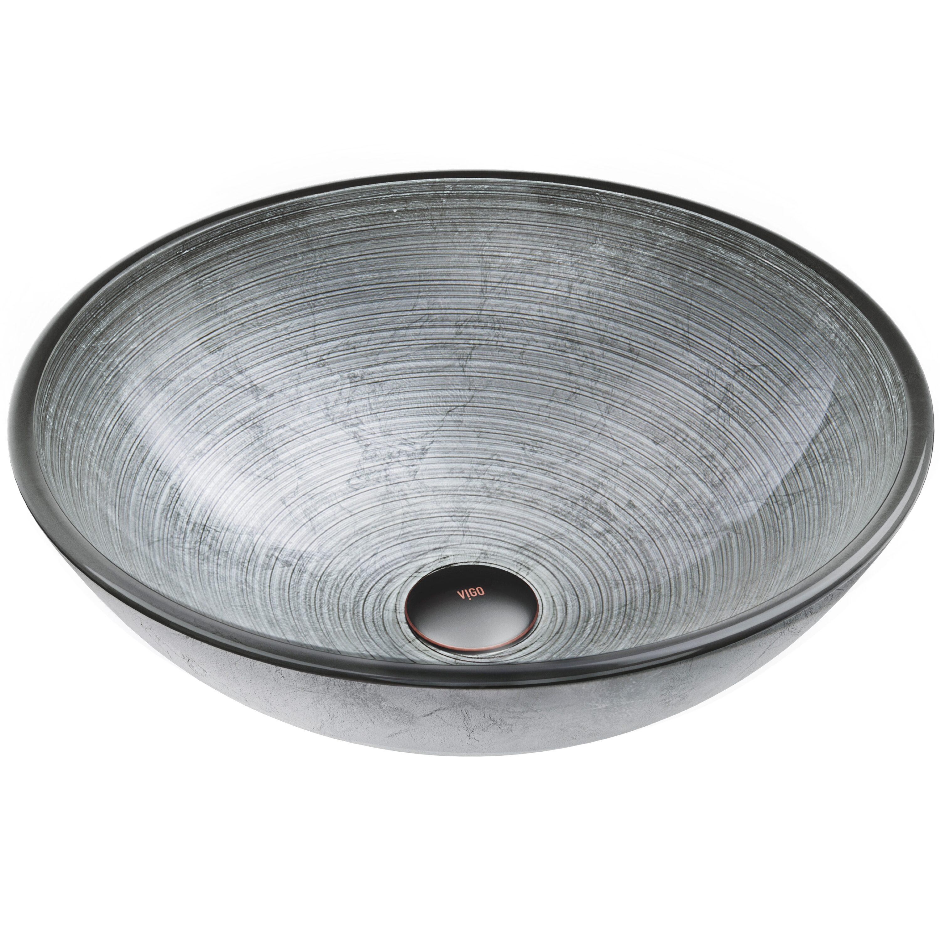 Russet Glass 17" L 17" W 6" H Round Vessel Bathroom Sink