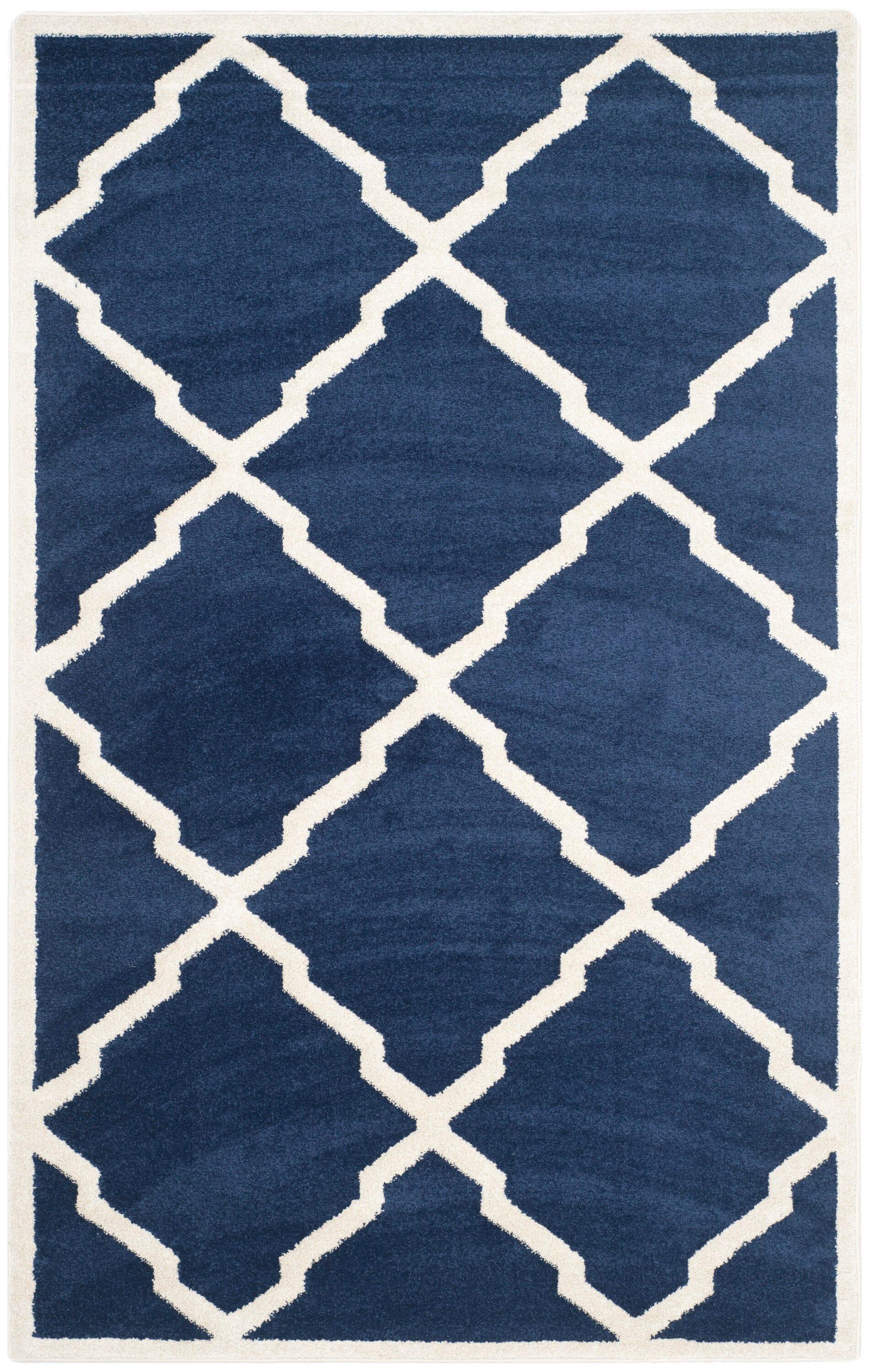 Amherst AMT421 Power Loomed Indoor Area Rug - Navy/Beige - 5'3"x8' - Safavieh